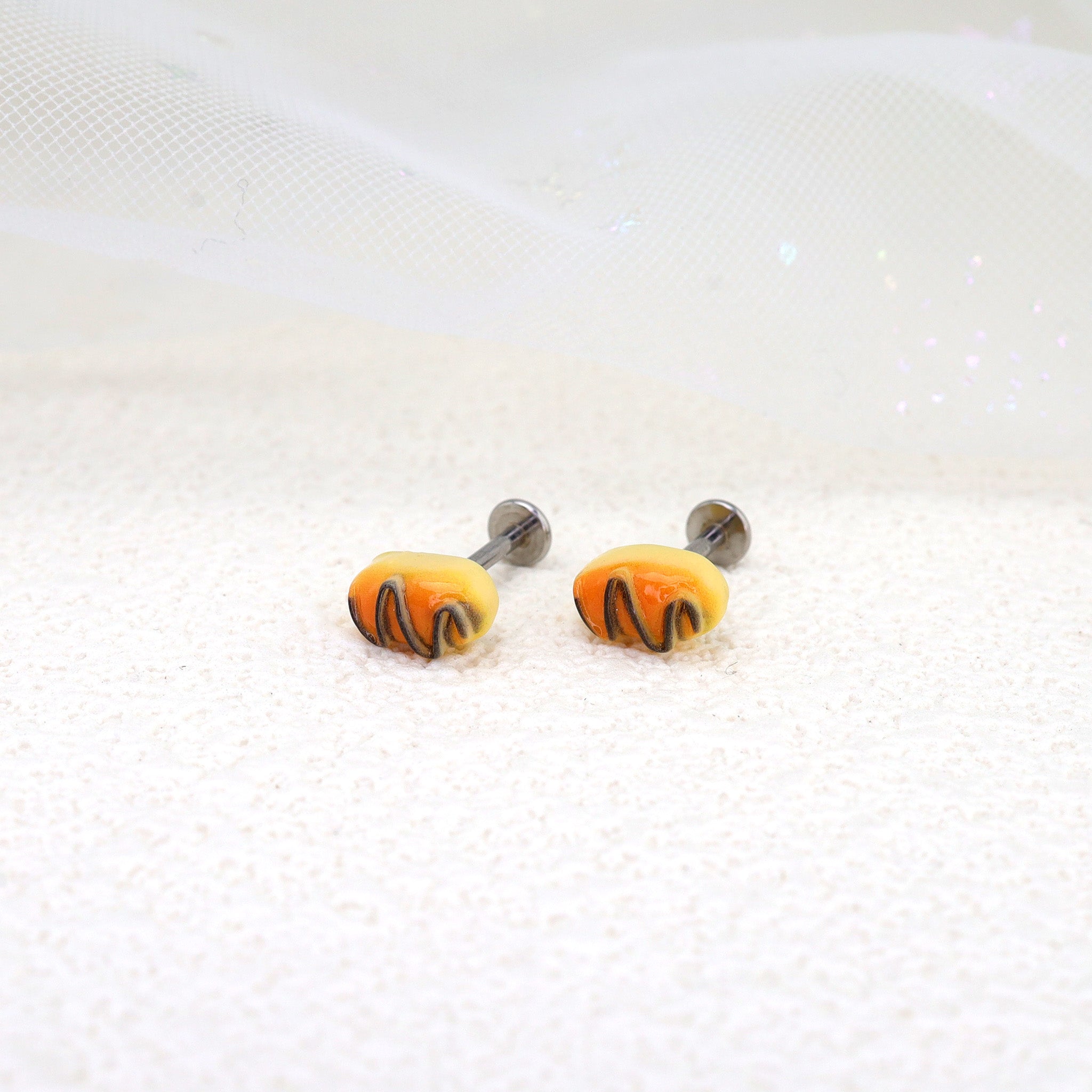 Chocolate Croissant stainless steel Ear Studs ph1