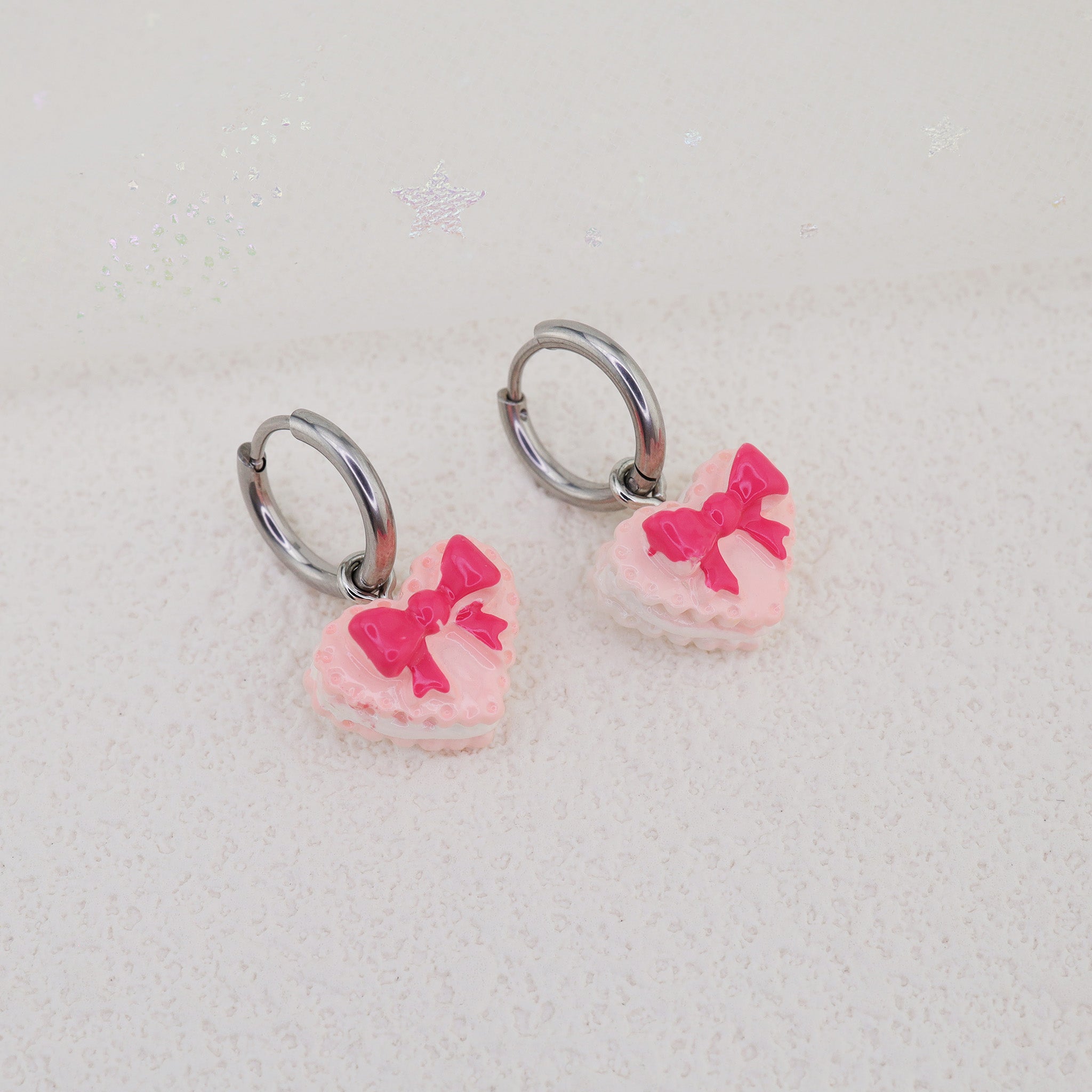 Cute Heart Cake stainless steel Earrings ph1