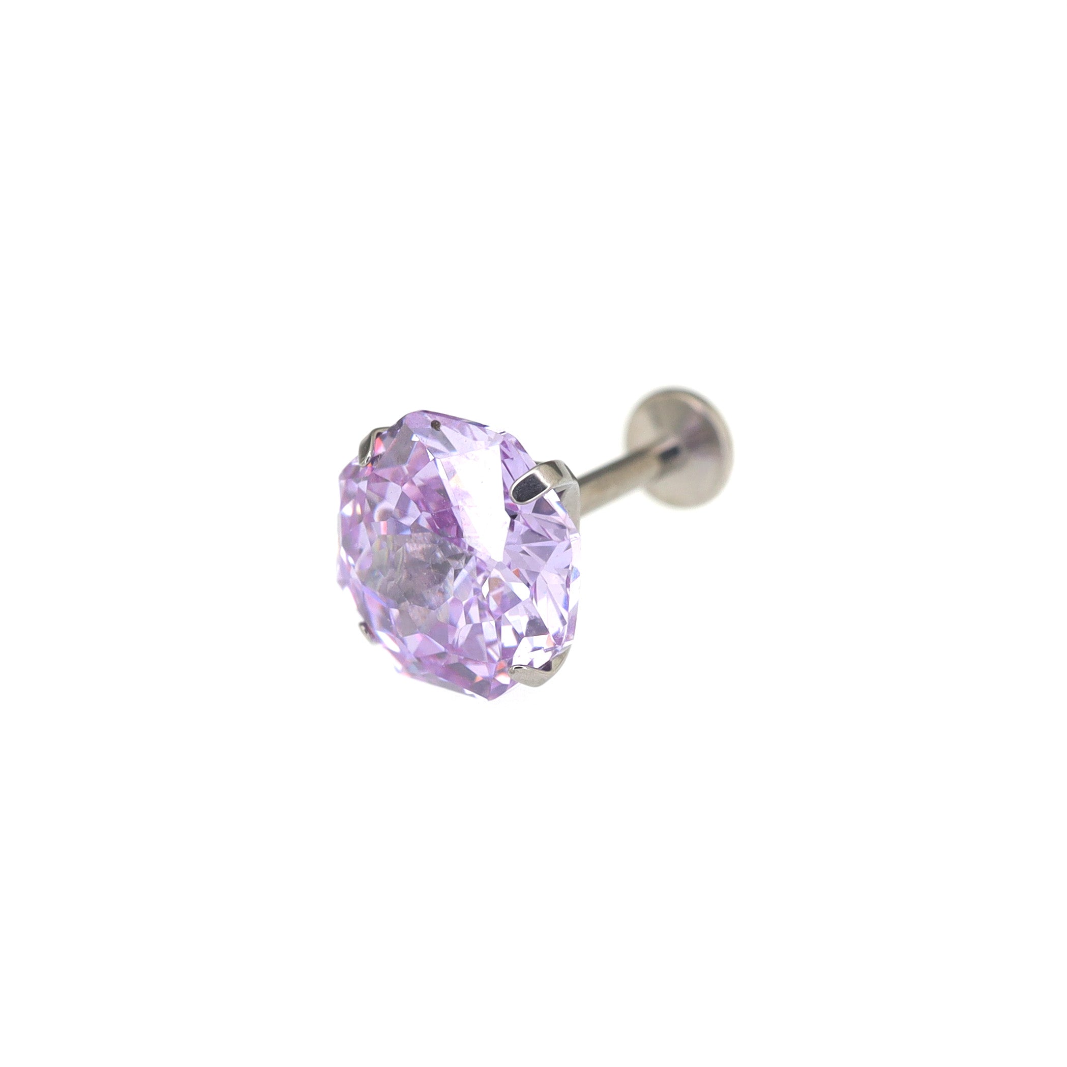 Purple Firework-Cut CZ Internally Threaded Titanium Studs ph1