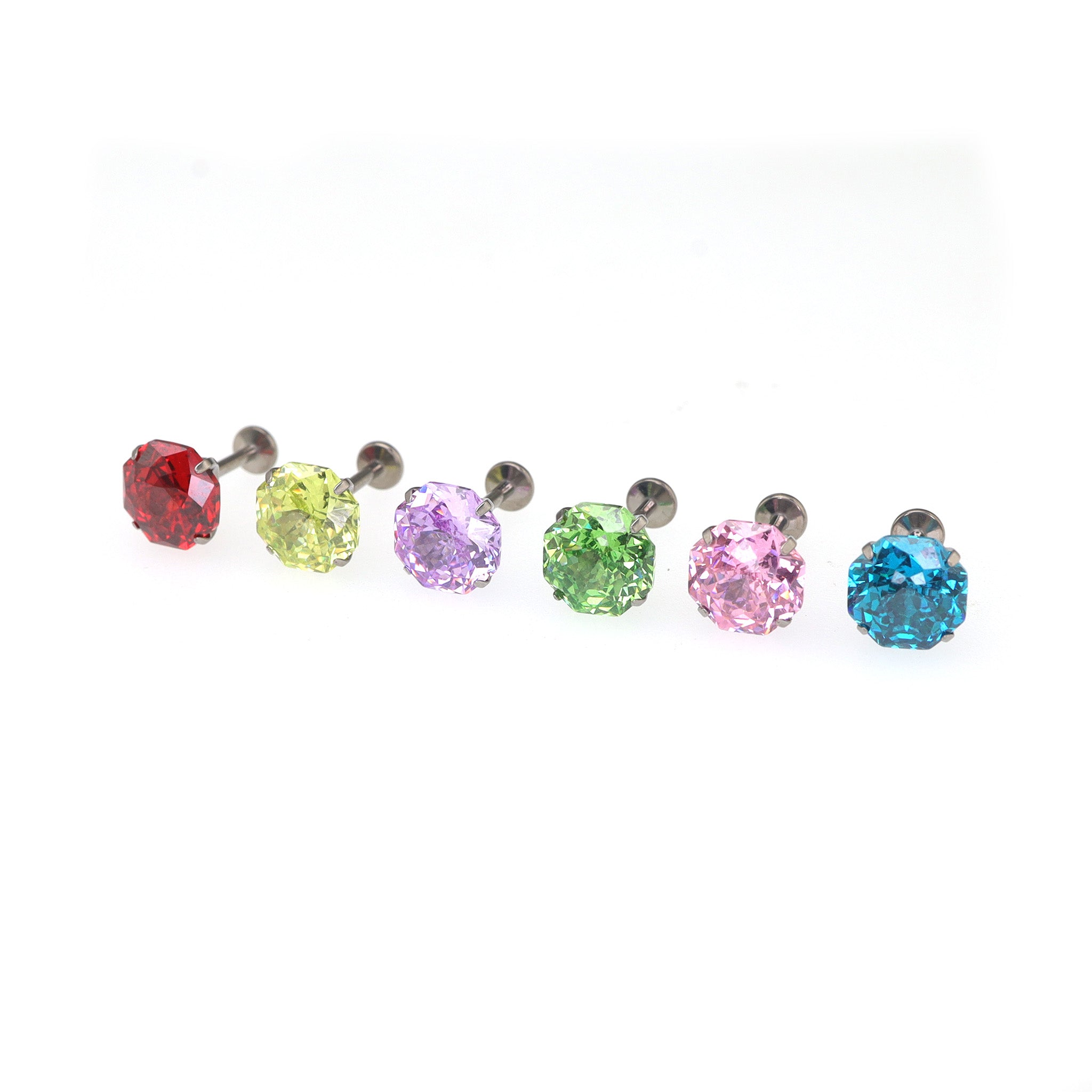 High-Shine CZ Bouquet Internally Threaded Titanium Studs ph1