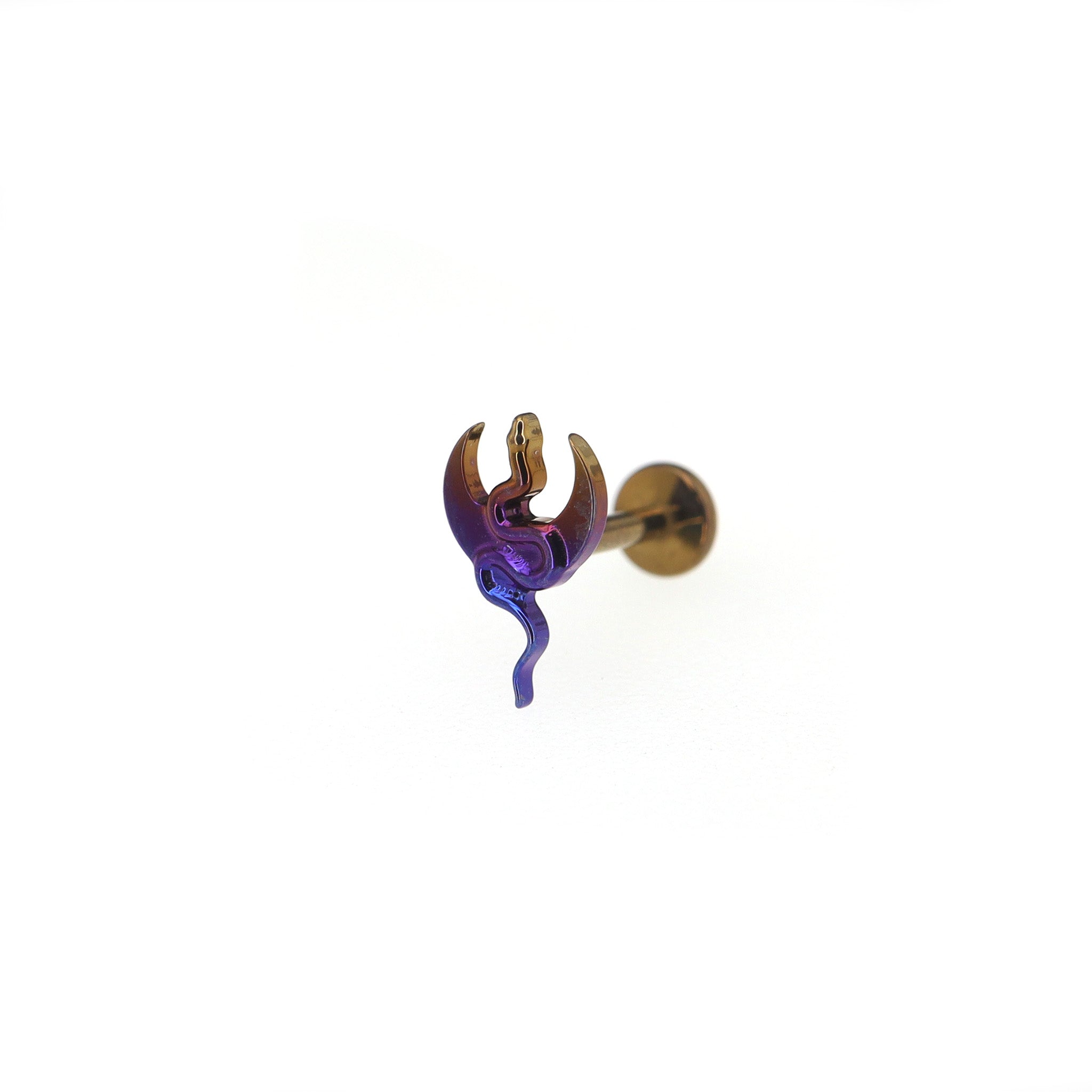 Moon & Snake Internally Threaded Titanium Ear Studs ph1