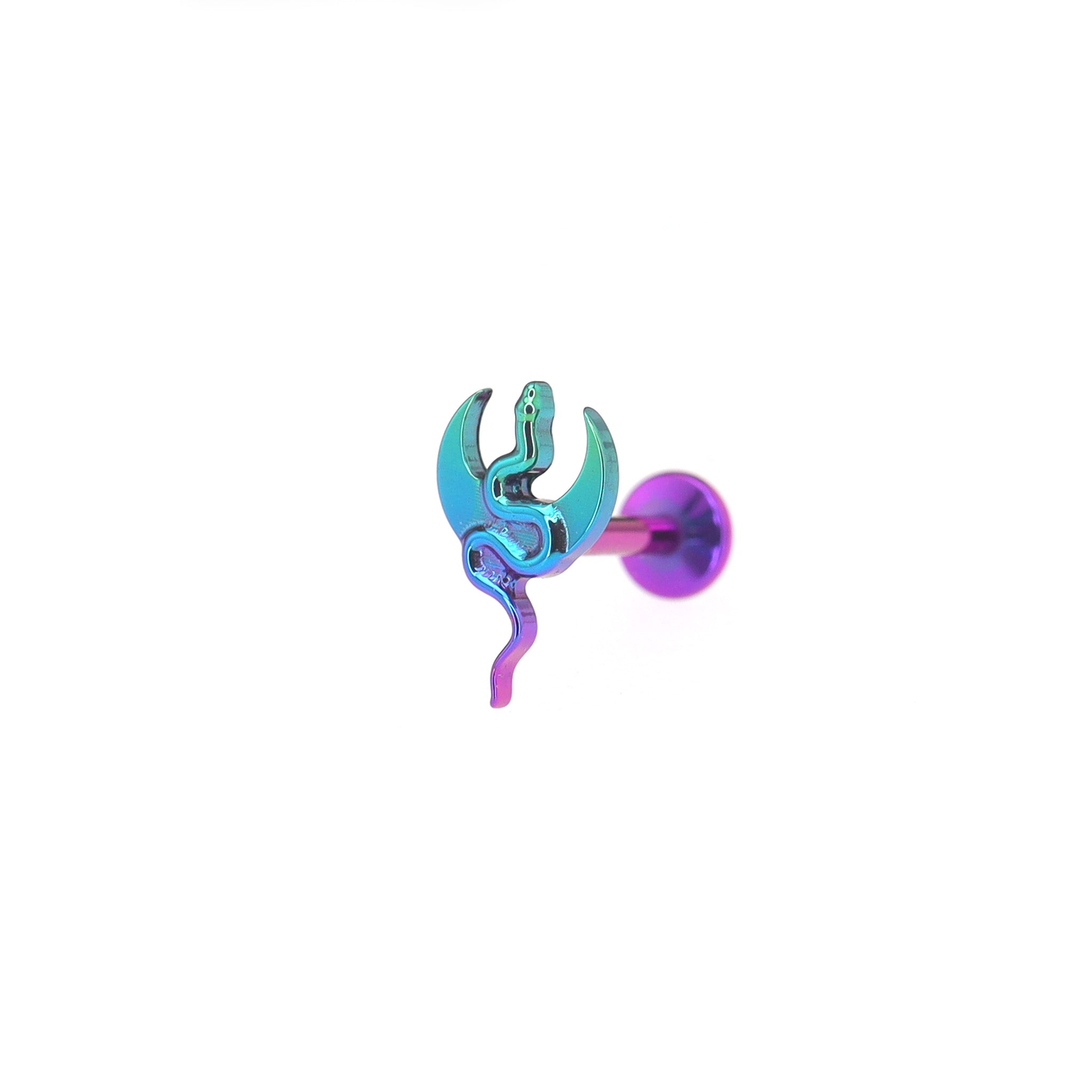 Moon & Snake Internally Threaded Titanium Ear Studs ph1
