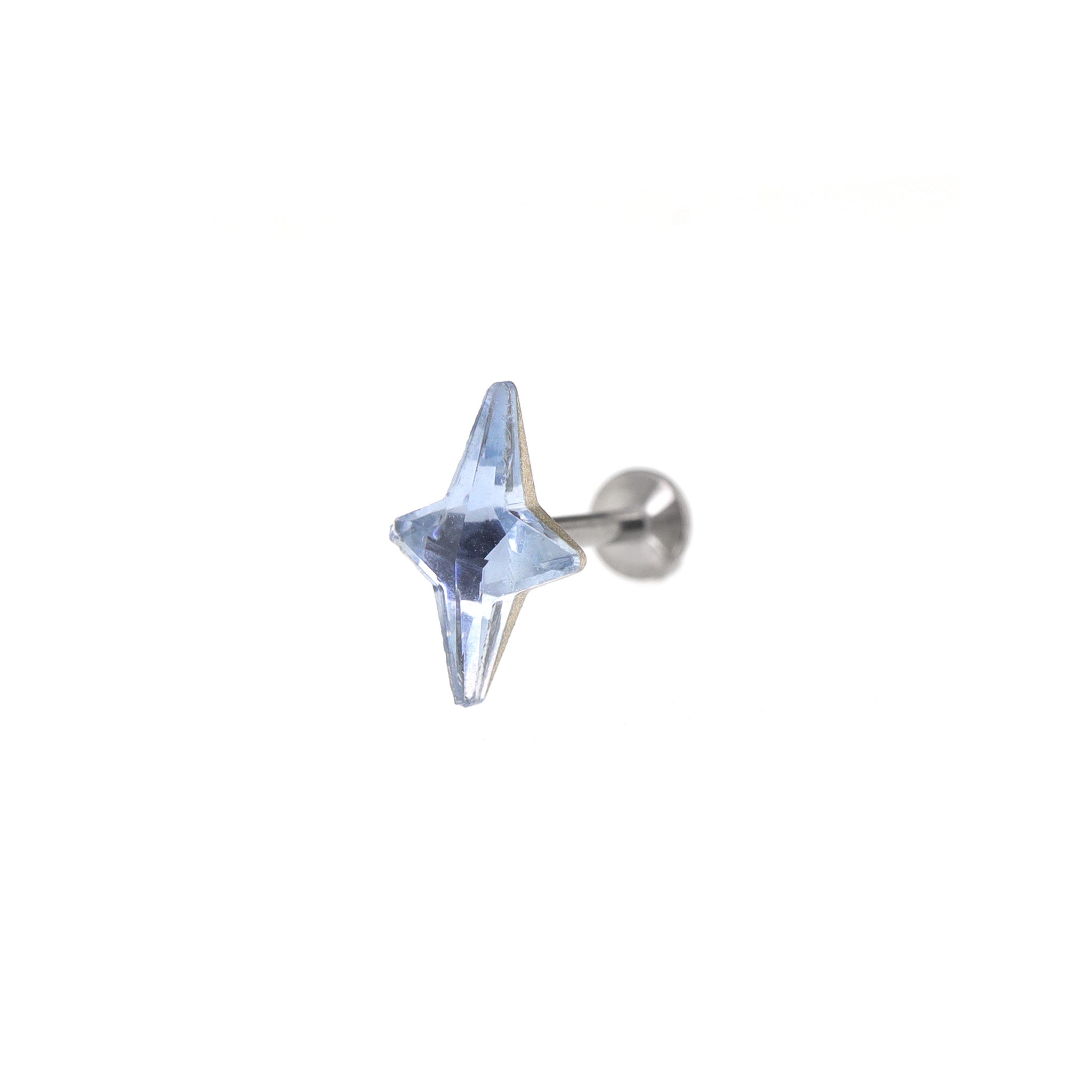 Four-Point Star CZ Internally Threaded Titanium Studs ph1