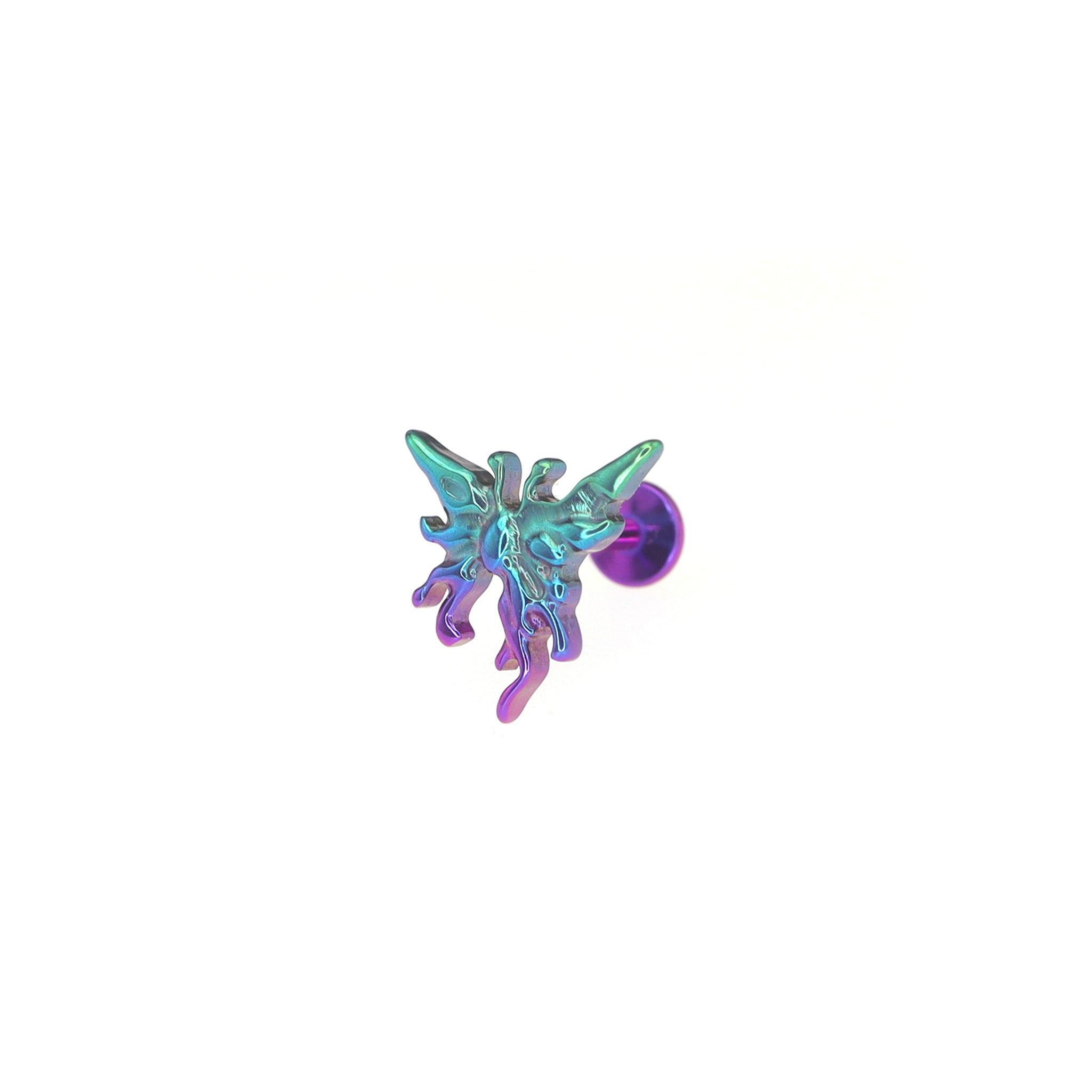 Engraved Asymmetric Butterfly Internally Threaded Titanium Studs ph1