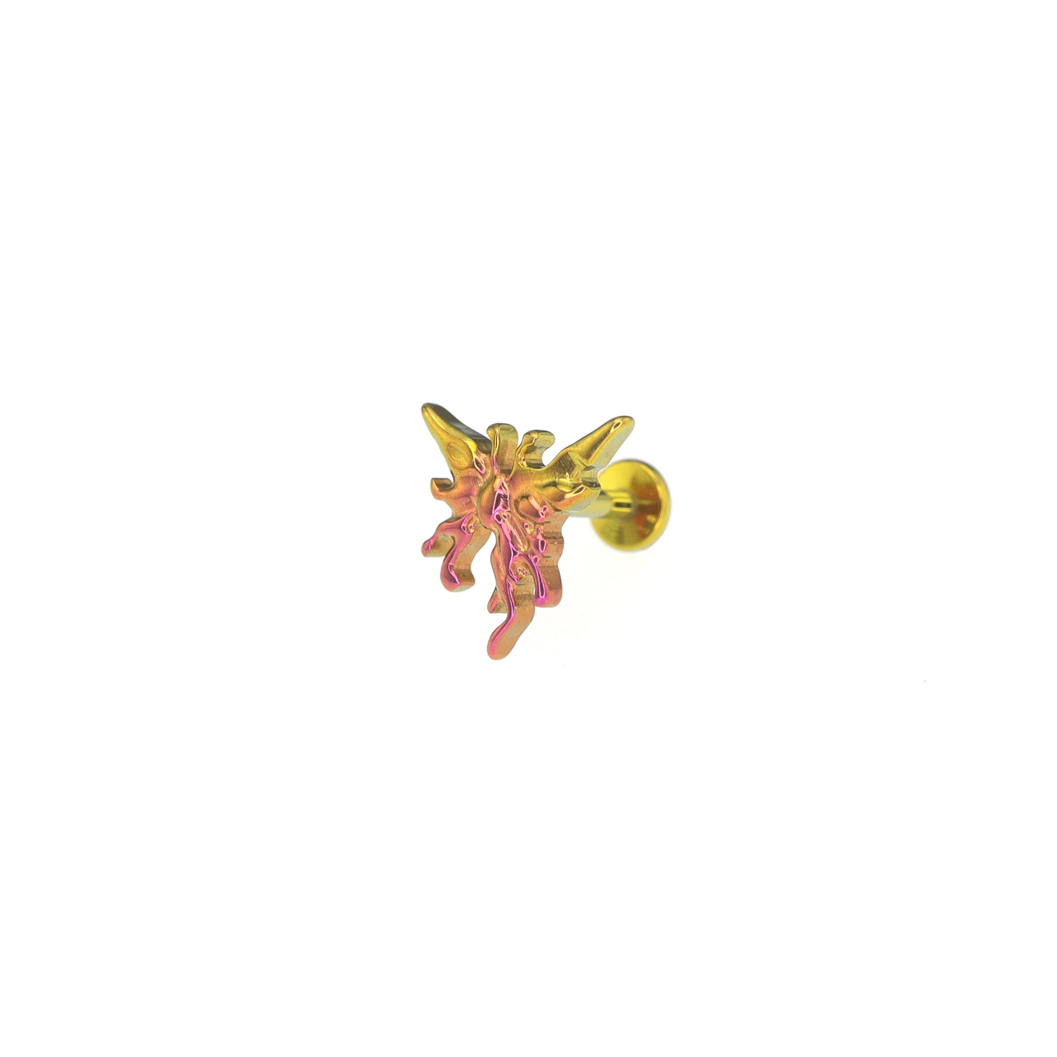Engraved Asymmetric Butterfly Internally Threaded Titanium Studs ph1