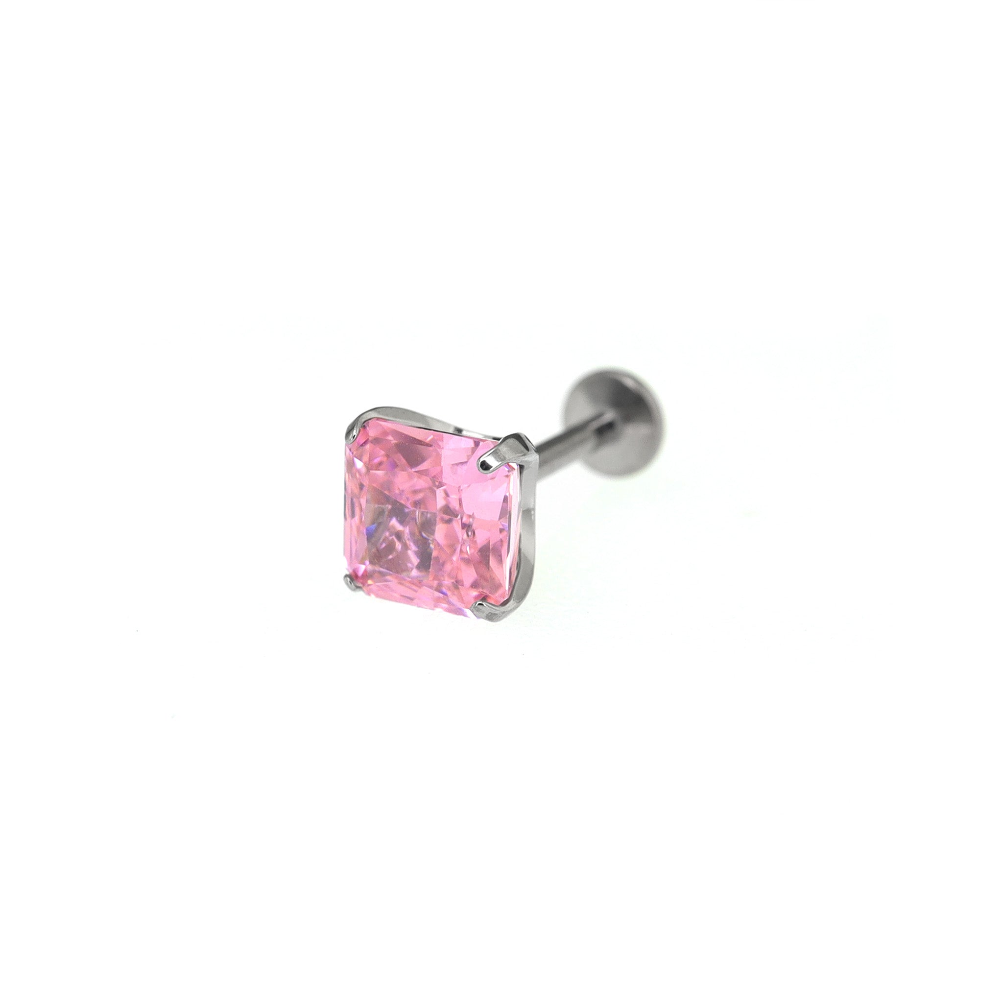 Rainbow Square CZ Titanium Ear Studs ph1