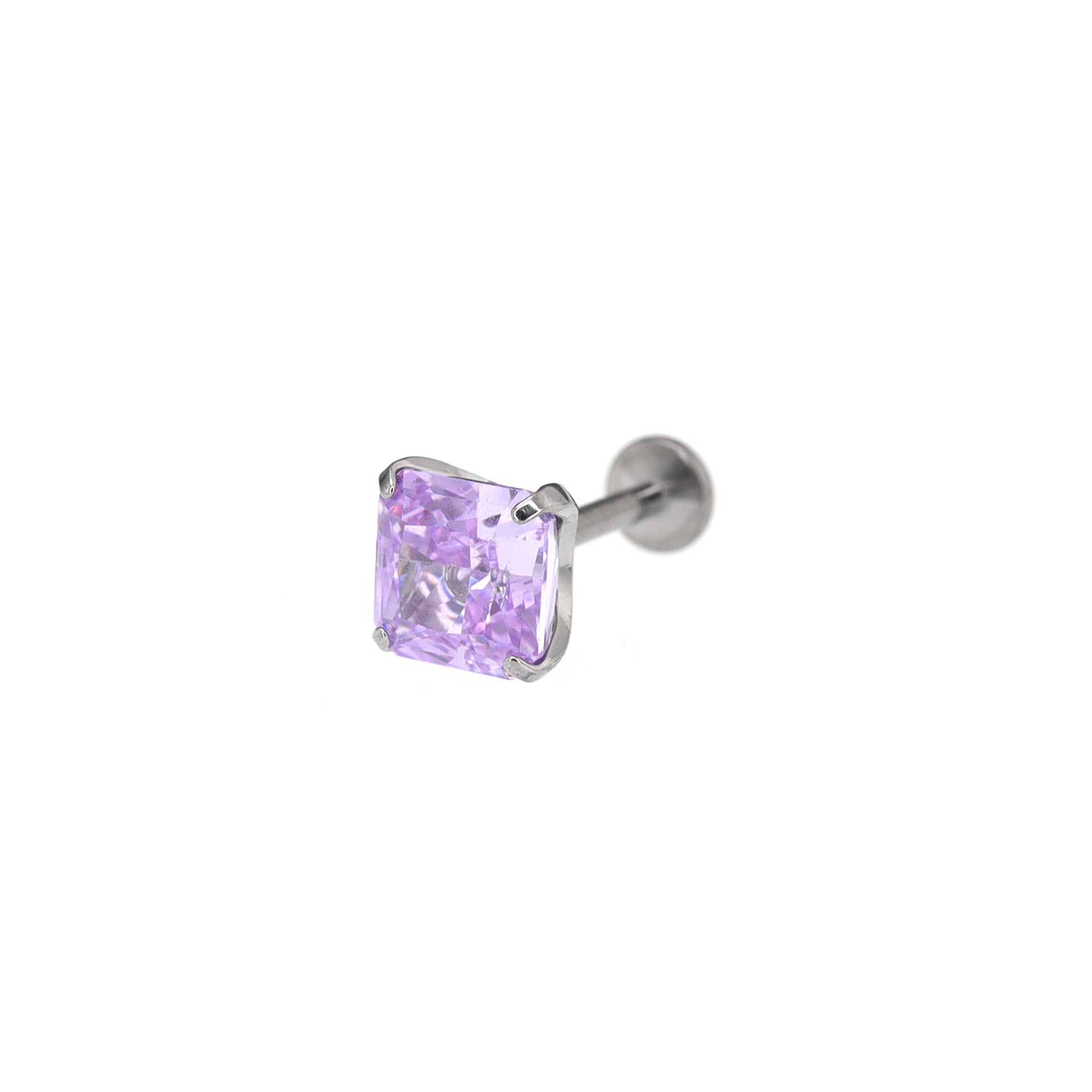 Rainbow Square CZ Titanium Ear Studs ph1