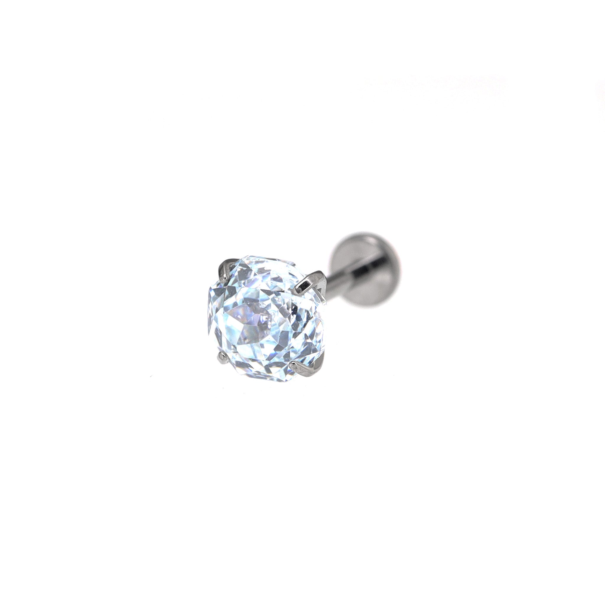 6mm Rose-Cut CZ Internally Threaded Titanium Studs ph1
