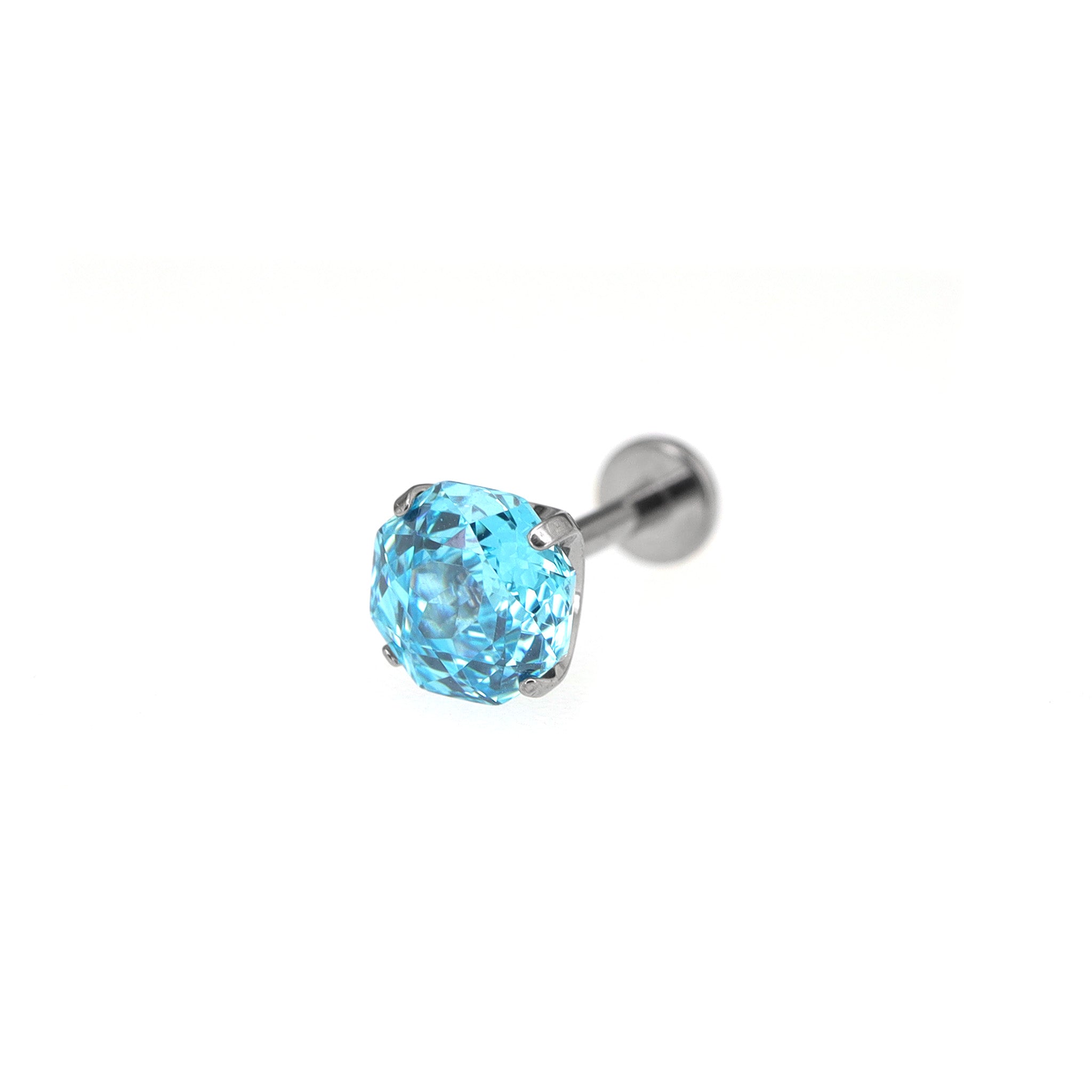 6mm Rose-Cut CZ Internally Threaded Titanium Studs ph1