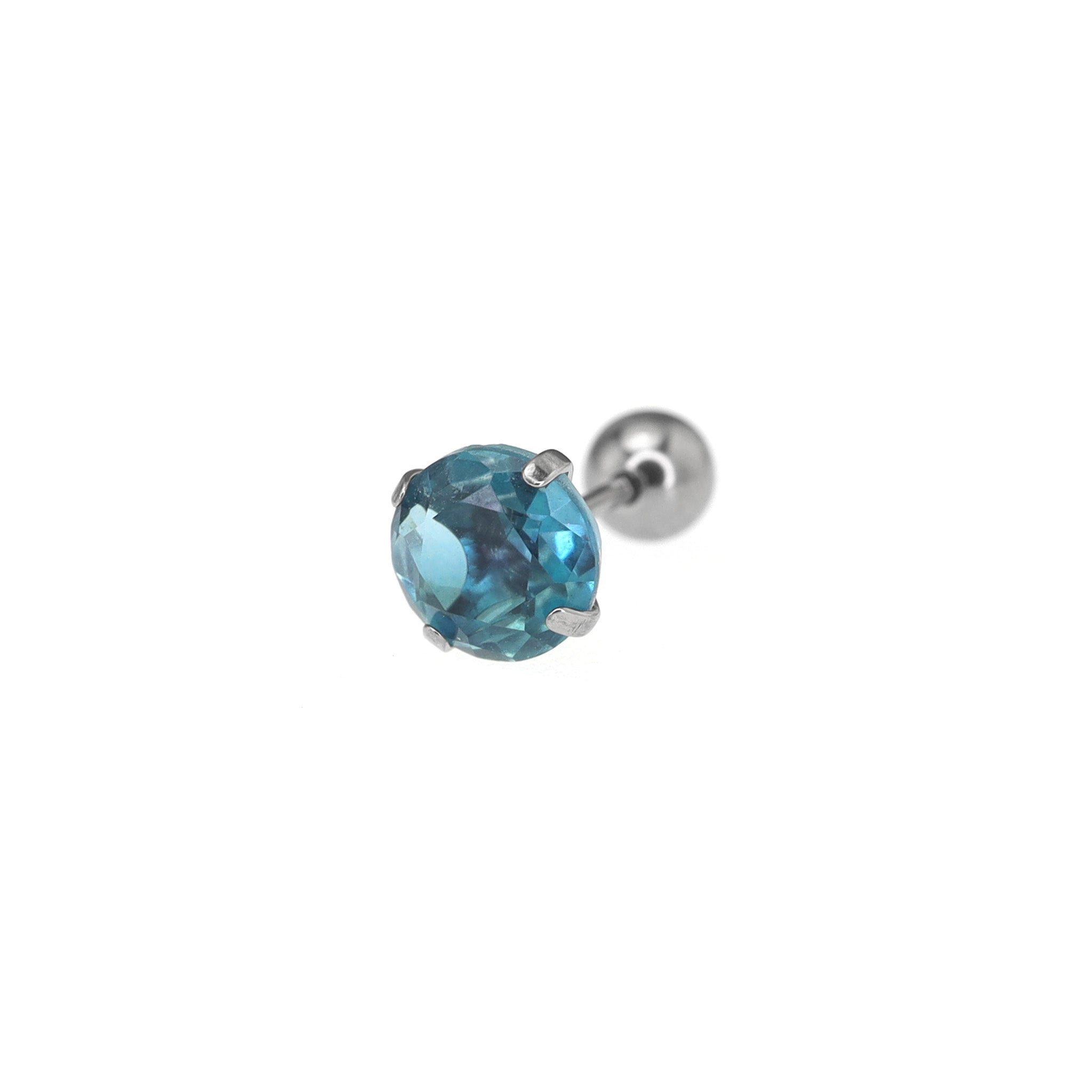 Round Gradient Tourmaline CZ Titanium Ear Studs Internally Threaded Titanium Studs ph1