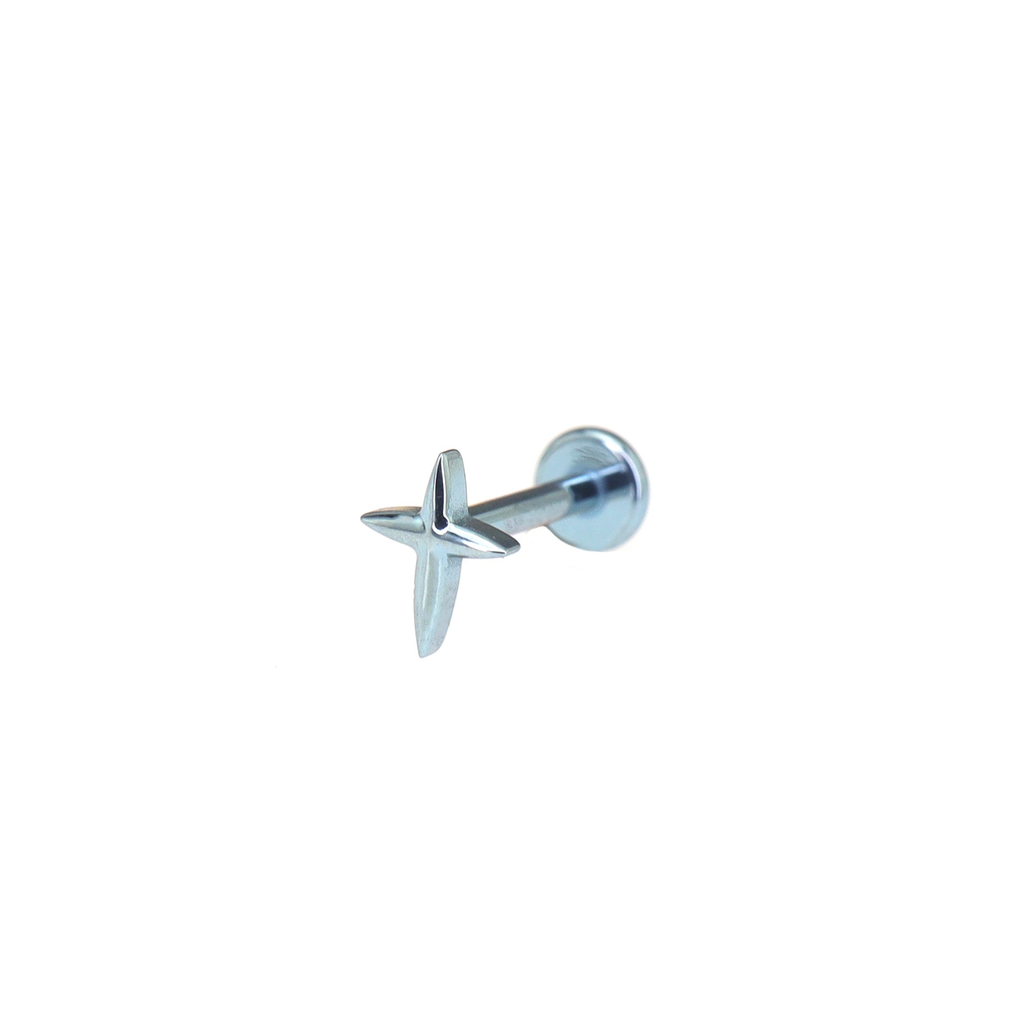 Minimalist Four-Point Star Internally Threaded Titanium Studs ph1