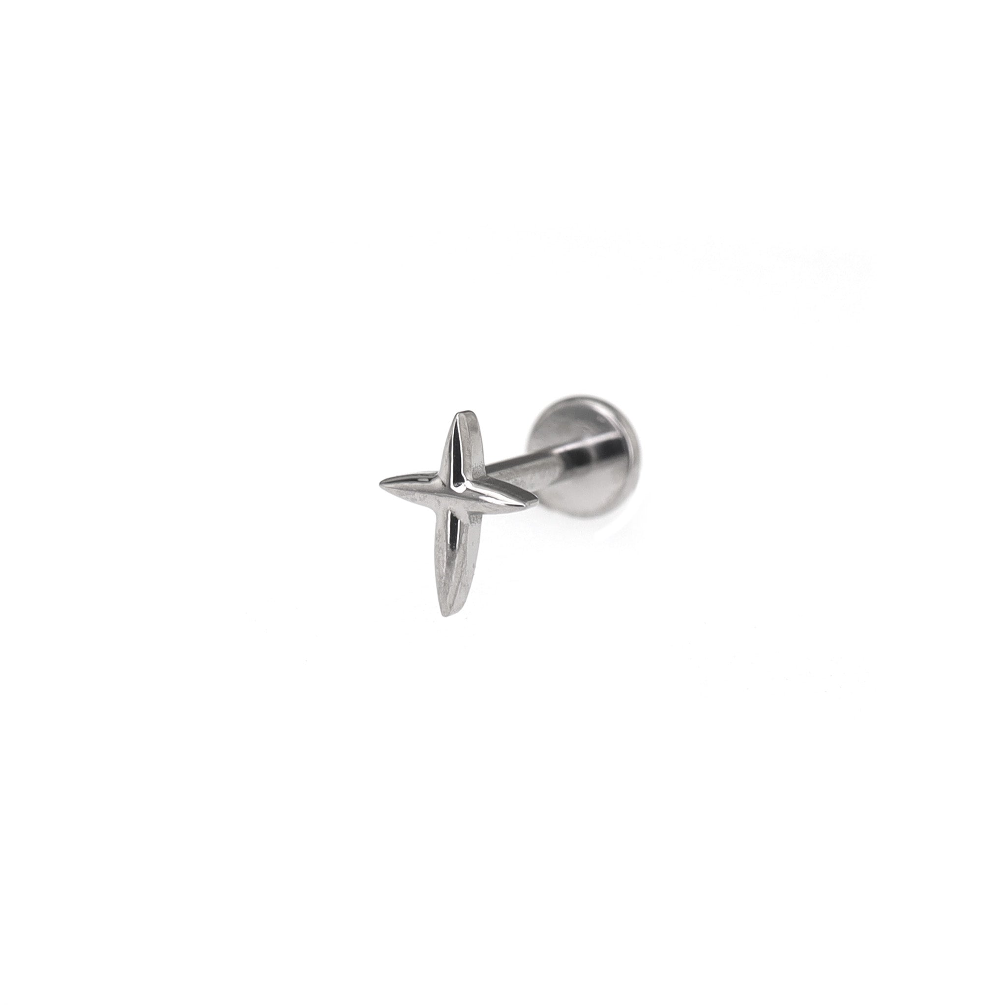 Minimalist Four-Point Star Internally Threaded Titanium Studs ph1