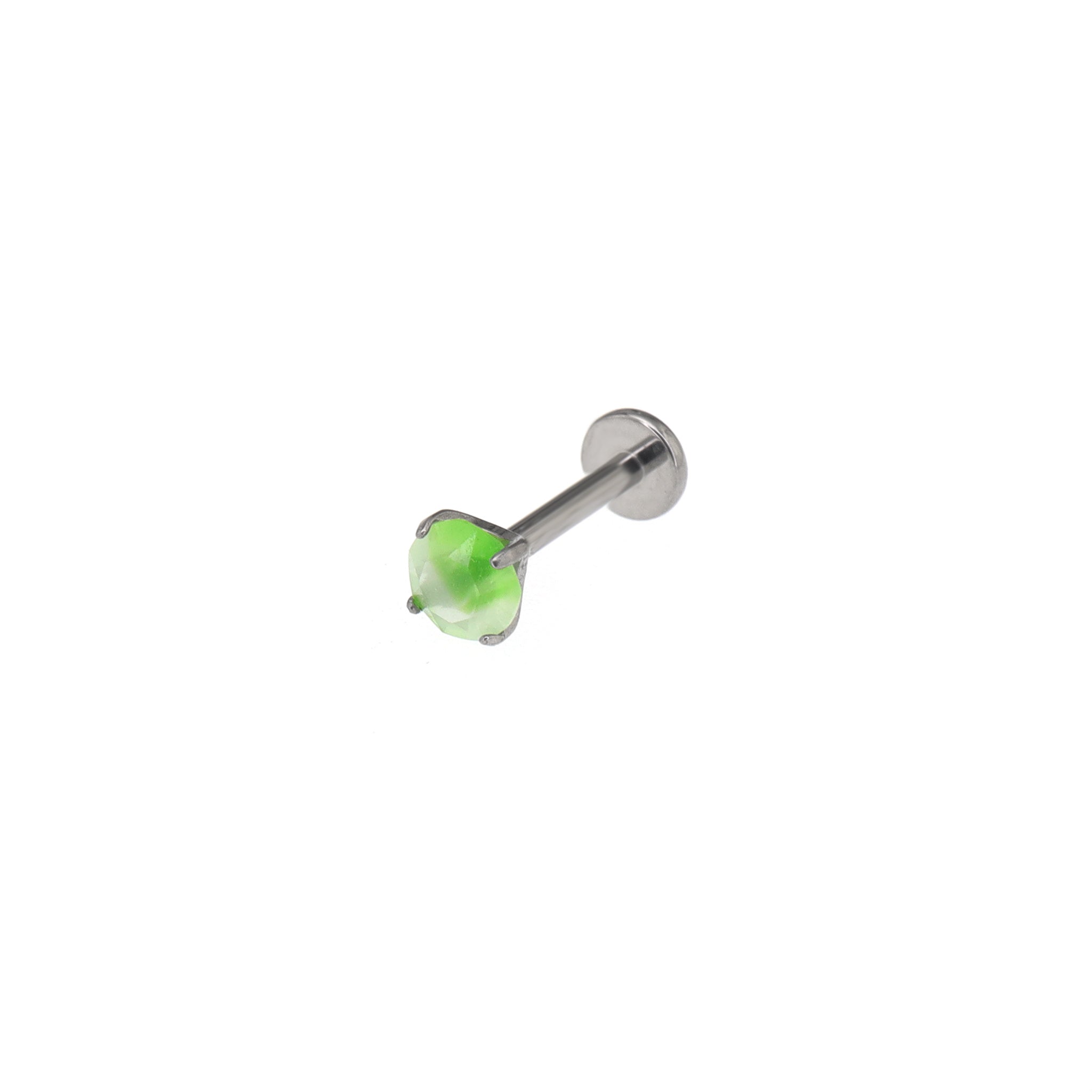 Satin Finish CZ Internally Threaded Titanium Studs