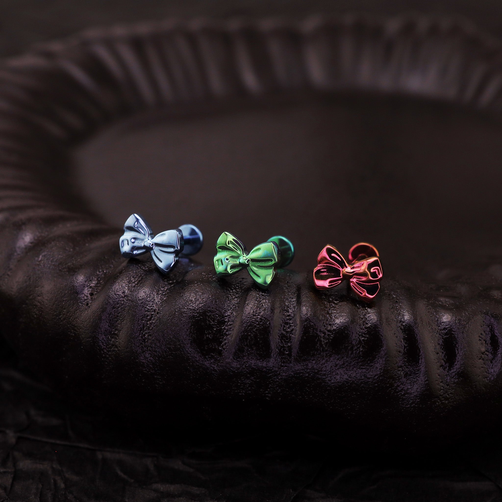 3D Cute Bow Internally Threaded Titanium Titanium