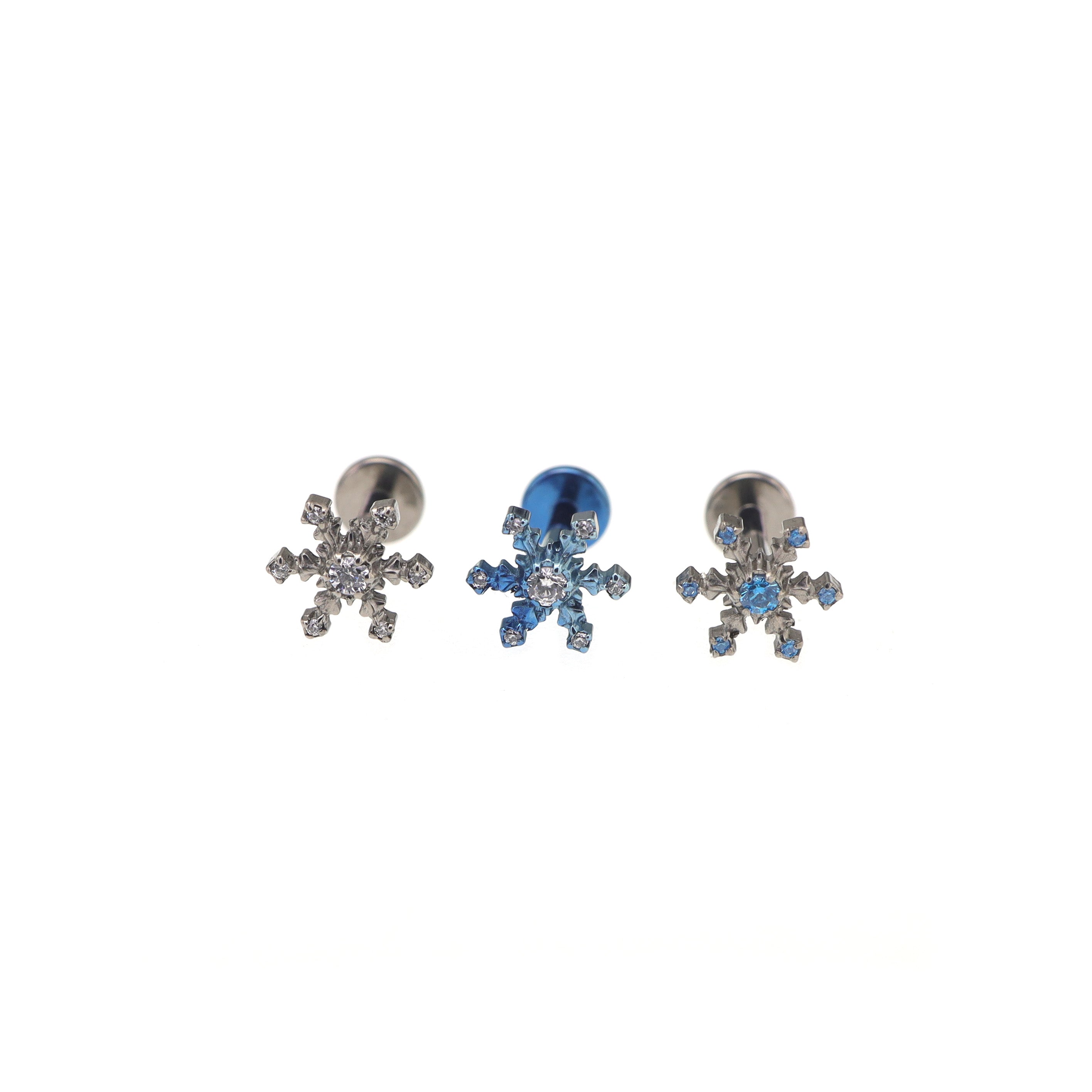 Mini CZ Snowflake Internally Threaded Titanium Studs
