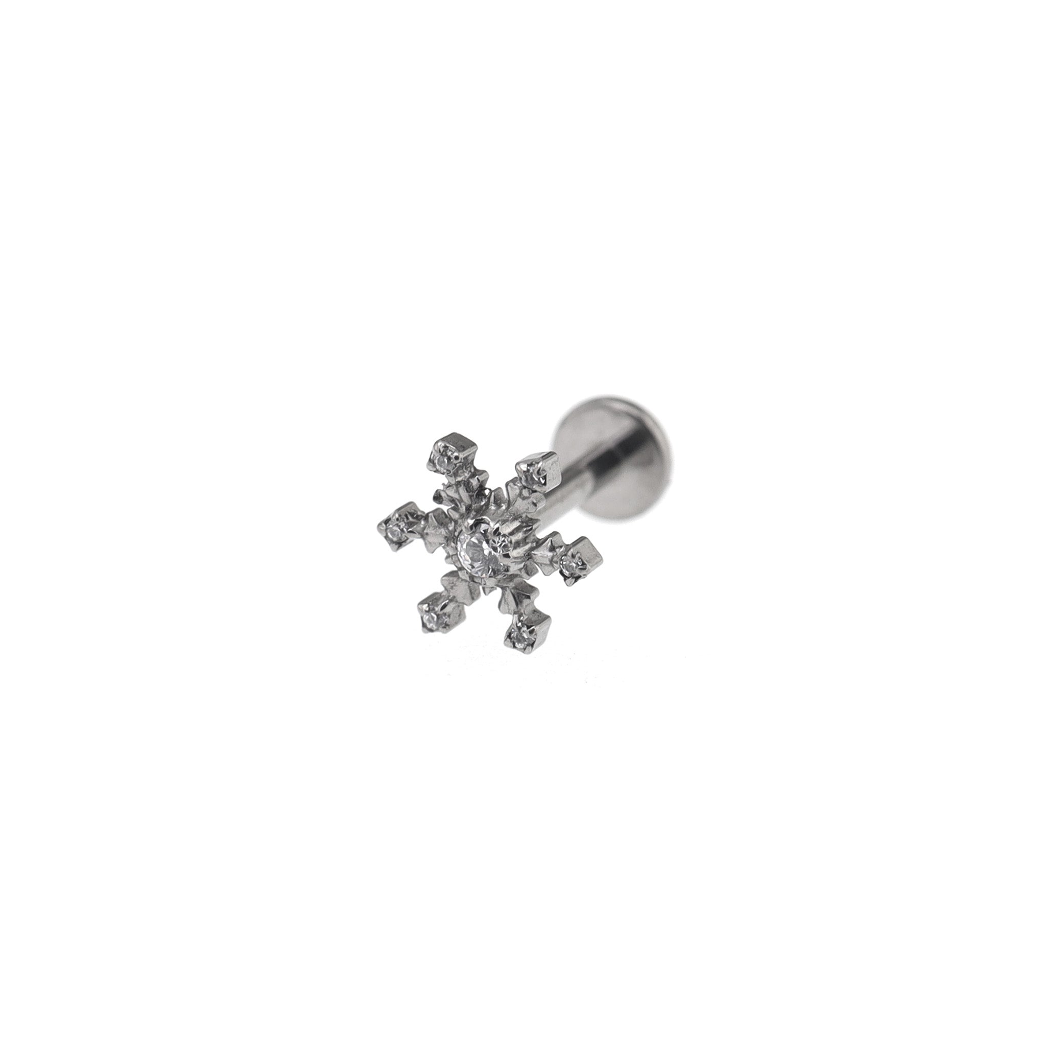 Mini CZ Snowflake Internally Threaded Titanium Studs