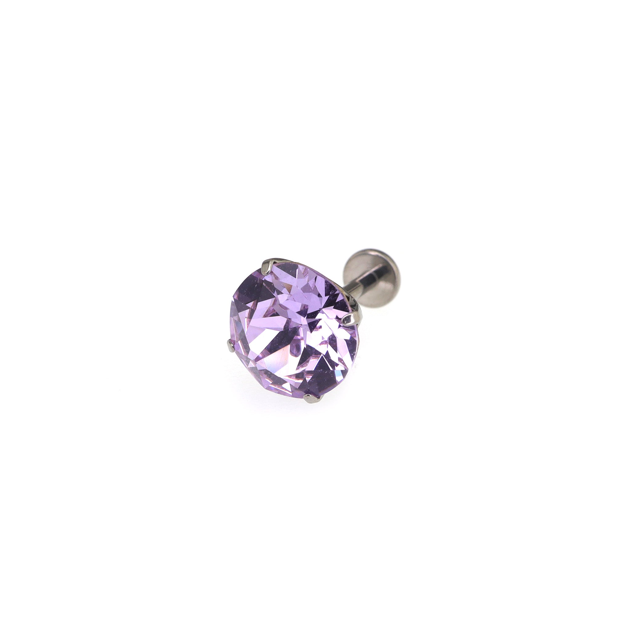 Curved Base High-Shine Crystal Internally Threaded Titanium Ear Studs
