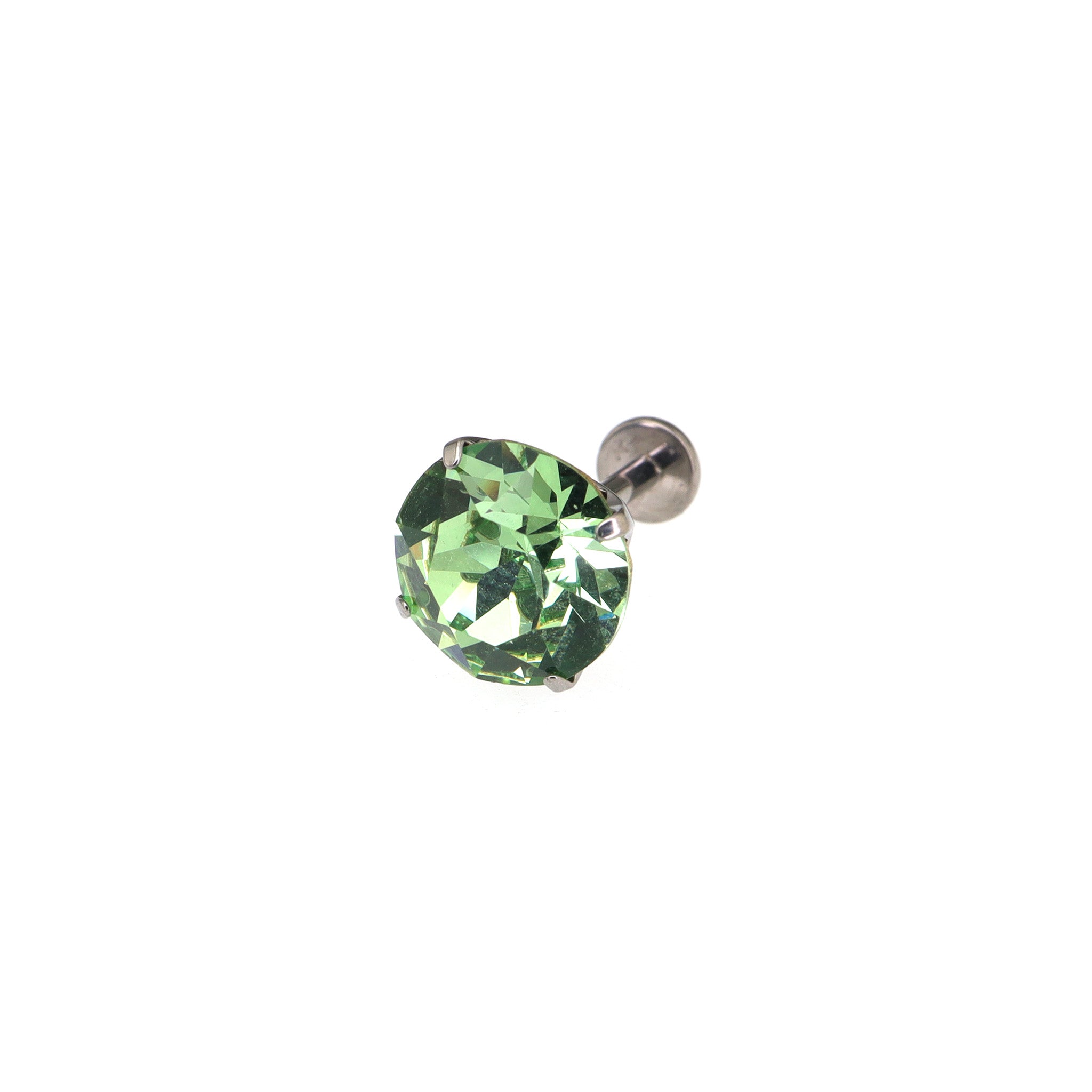 Curved Base High-Shine Crystal Internally Threaded Titanium Ear Studs
