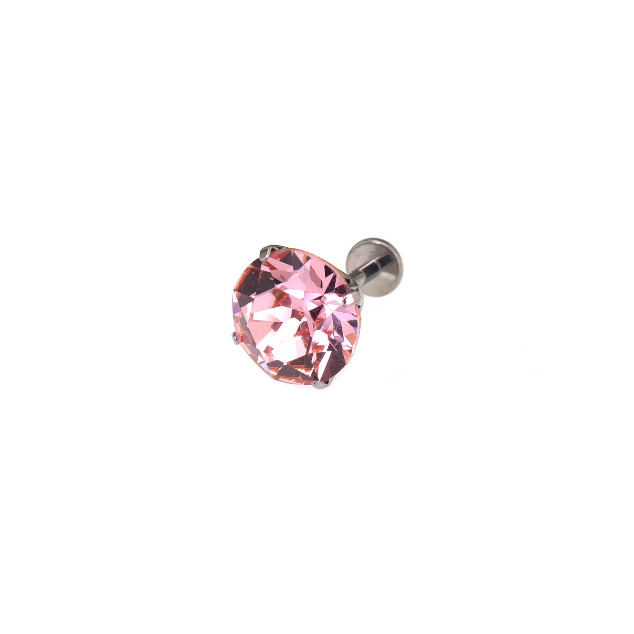 Curved Base High-Shine Crystal Internally Threaded Titanium Ear Studs