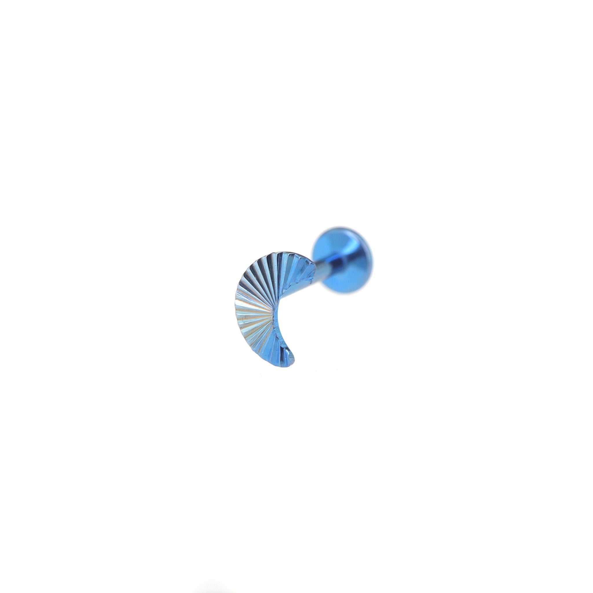 Engraved Moon Internally Threaded Titanium Ear Studs