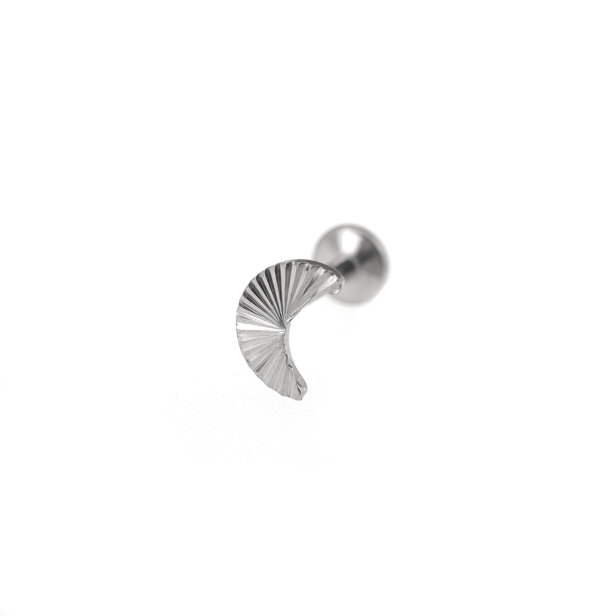 Engraved Moon Internally Threaded Titanium Ear Studs