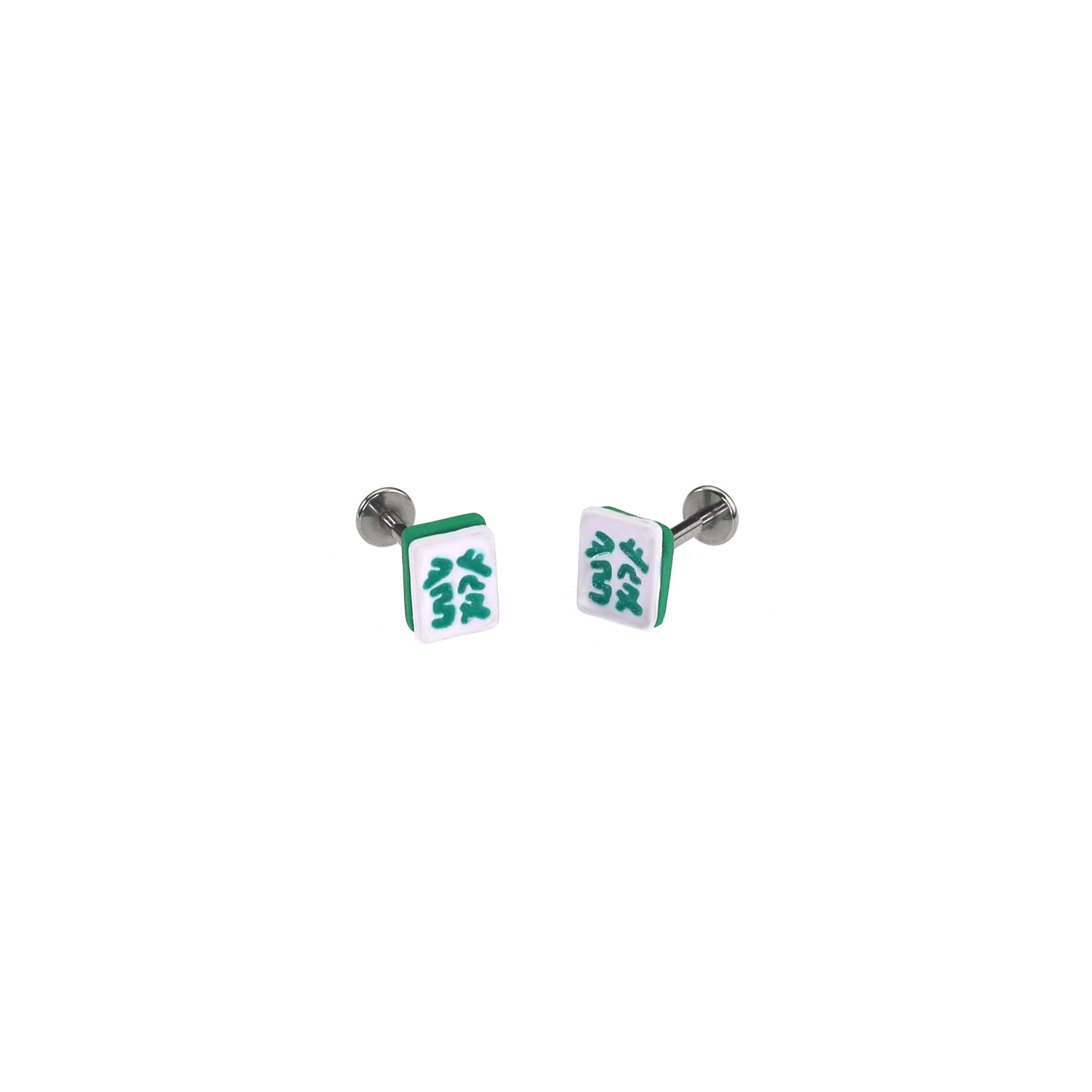 Resin Mahjong Tile Internally Threaded stainless steel Ear Studs