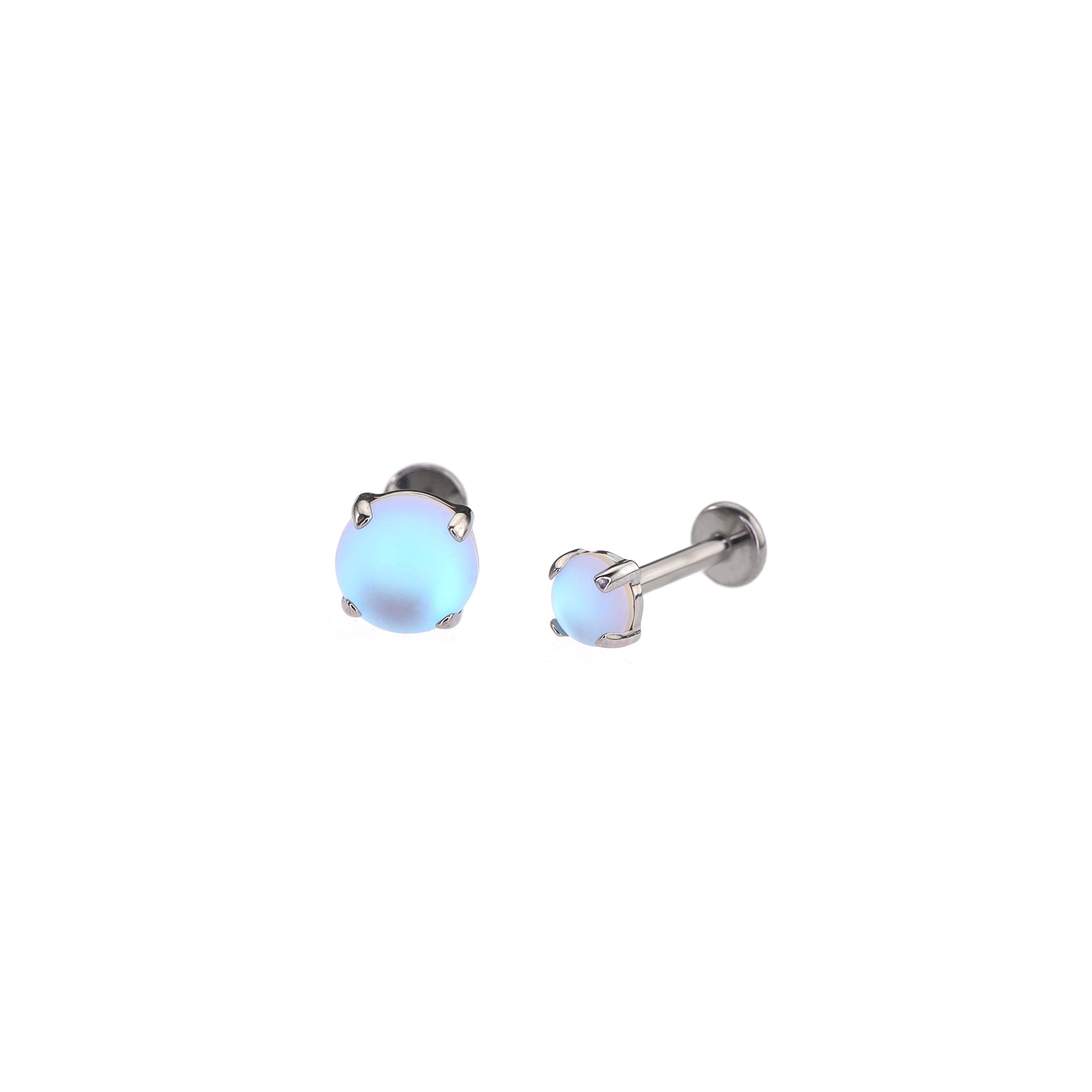 Satin Round Moonstone Internally Threaded Titanium Threaded Studs