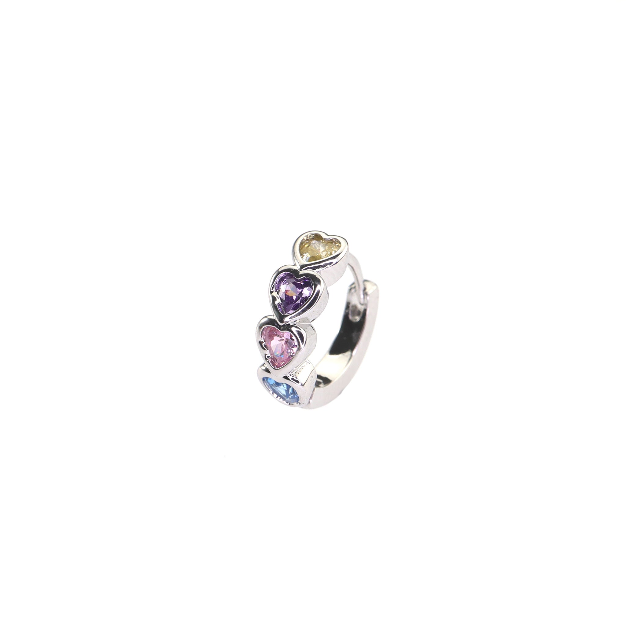 PAIR OF Star & Heart Rainbow CZ stainless steel Earring