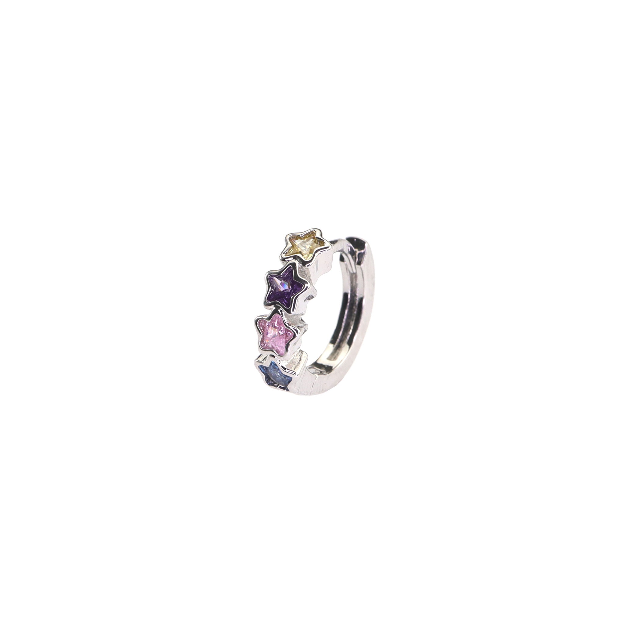 PAIR OF Star & Heart Rainbow CZ stainless steel Earring