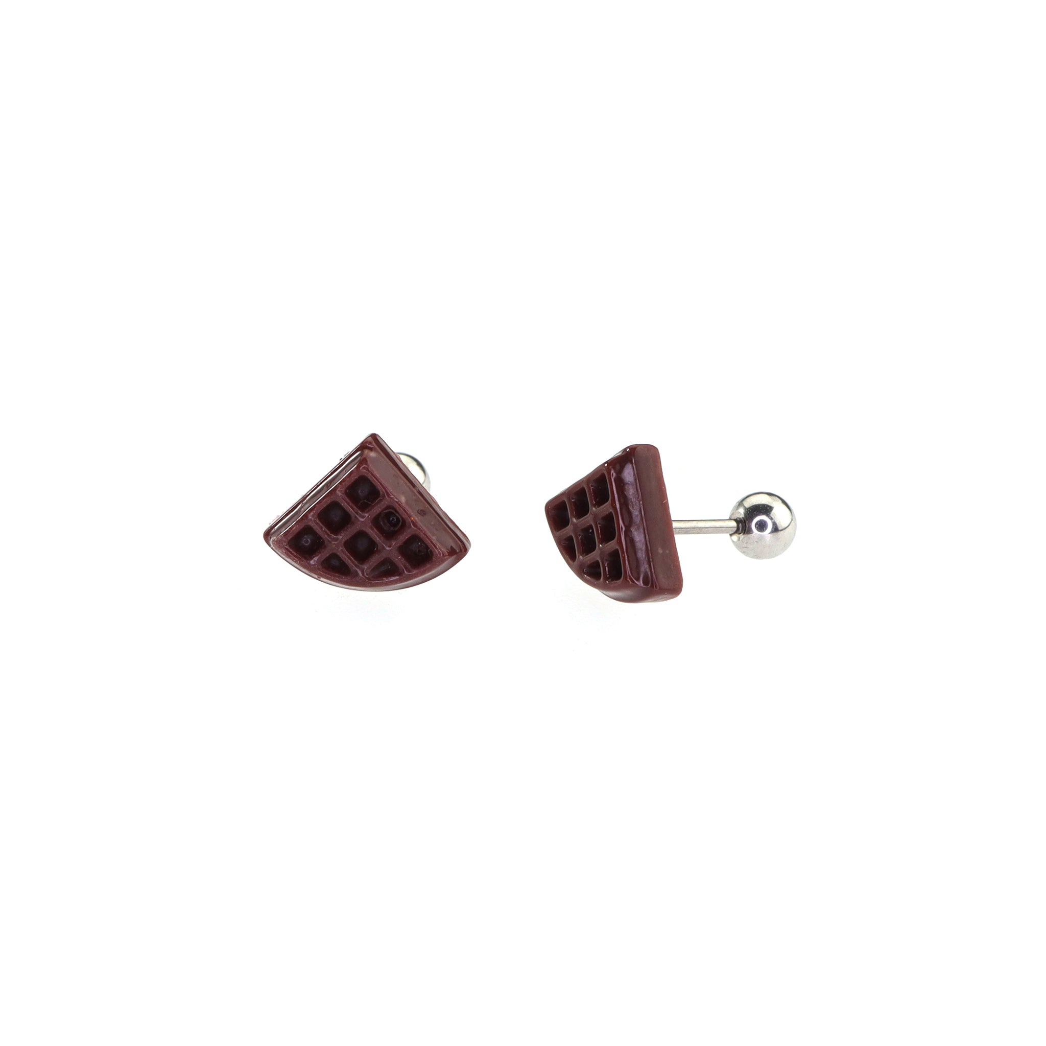 Chocolate Waffle stainless steel Ear Studs