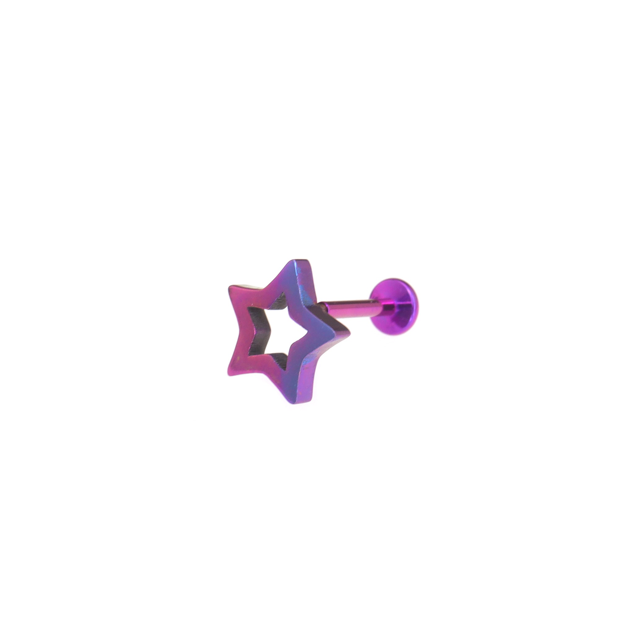 Thick-Cut Openwork Pentagram Titanium Ear Studs