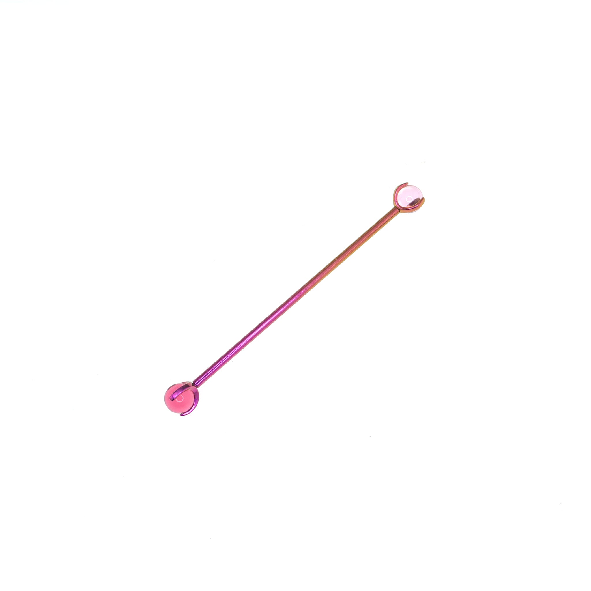 Double Ball CZ Titanium Industrial Barbell
