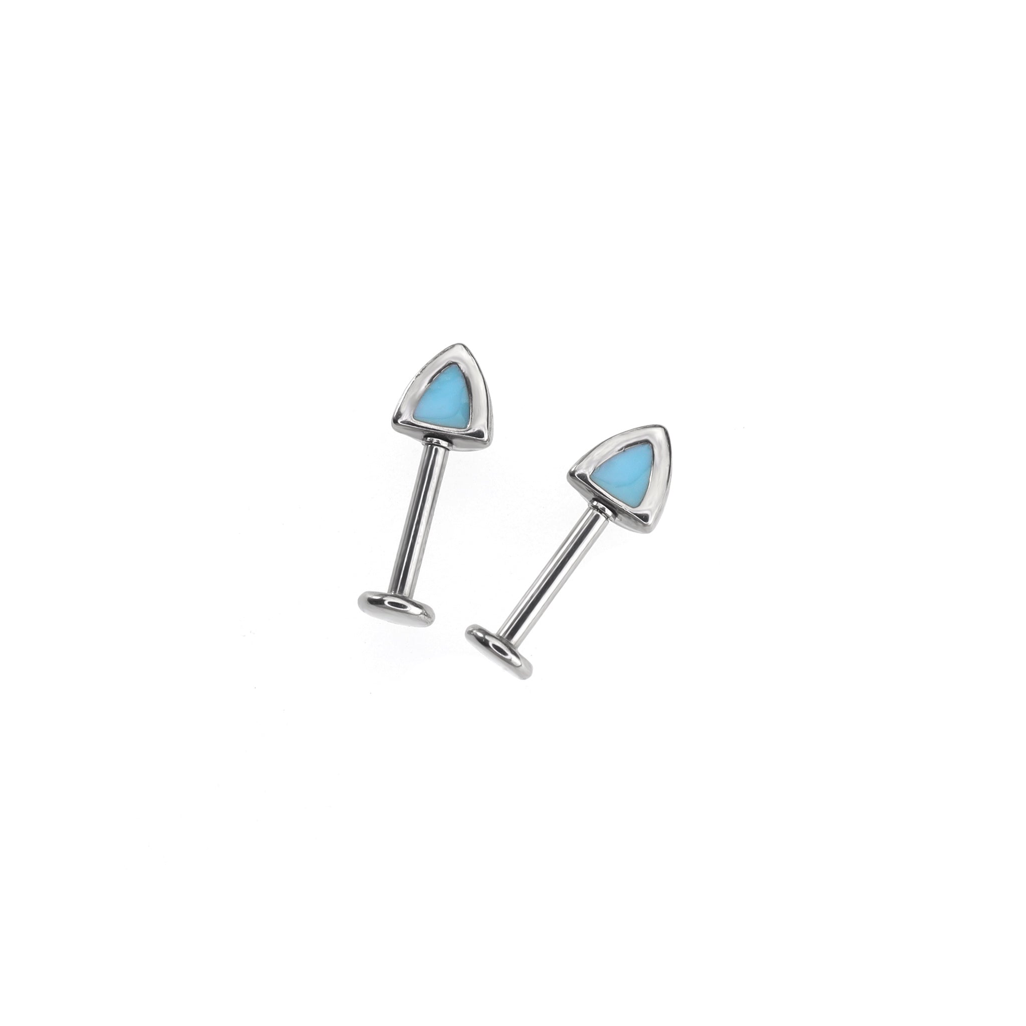 Blue Oil Slick Cat Ear stainless steel Internally Threaded Helix Studs