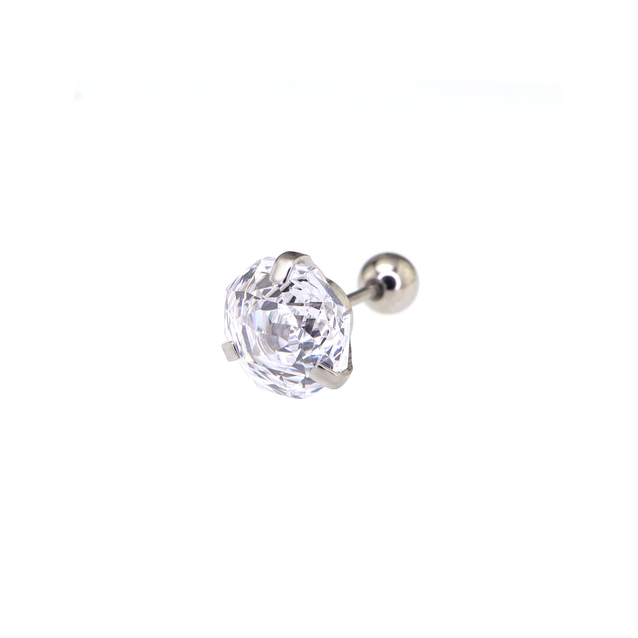 8mm Externally Threaded Rose-Cut CZ CZ stainless steel Ear Studs