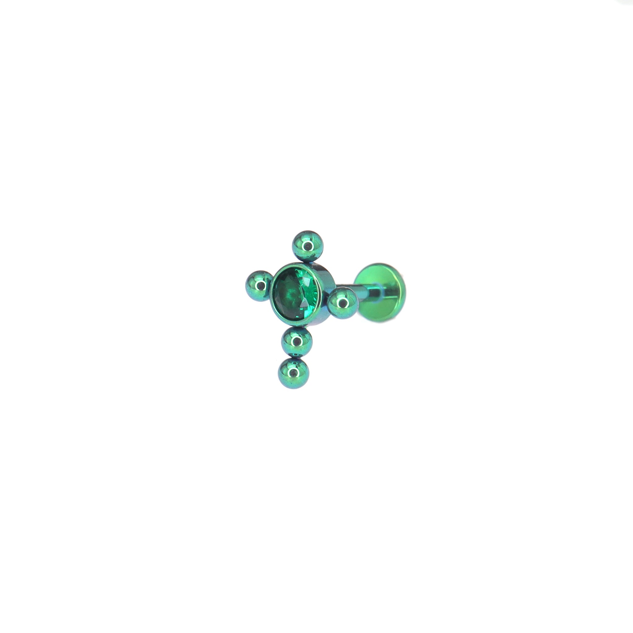 Cross with CZ Ball Titanium Ear Studs