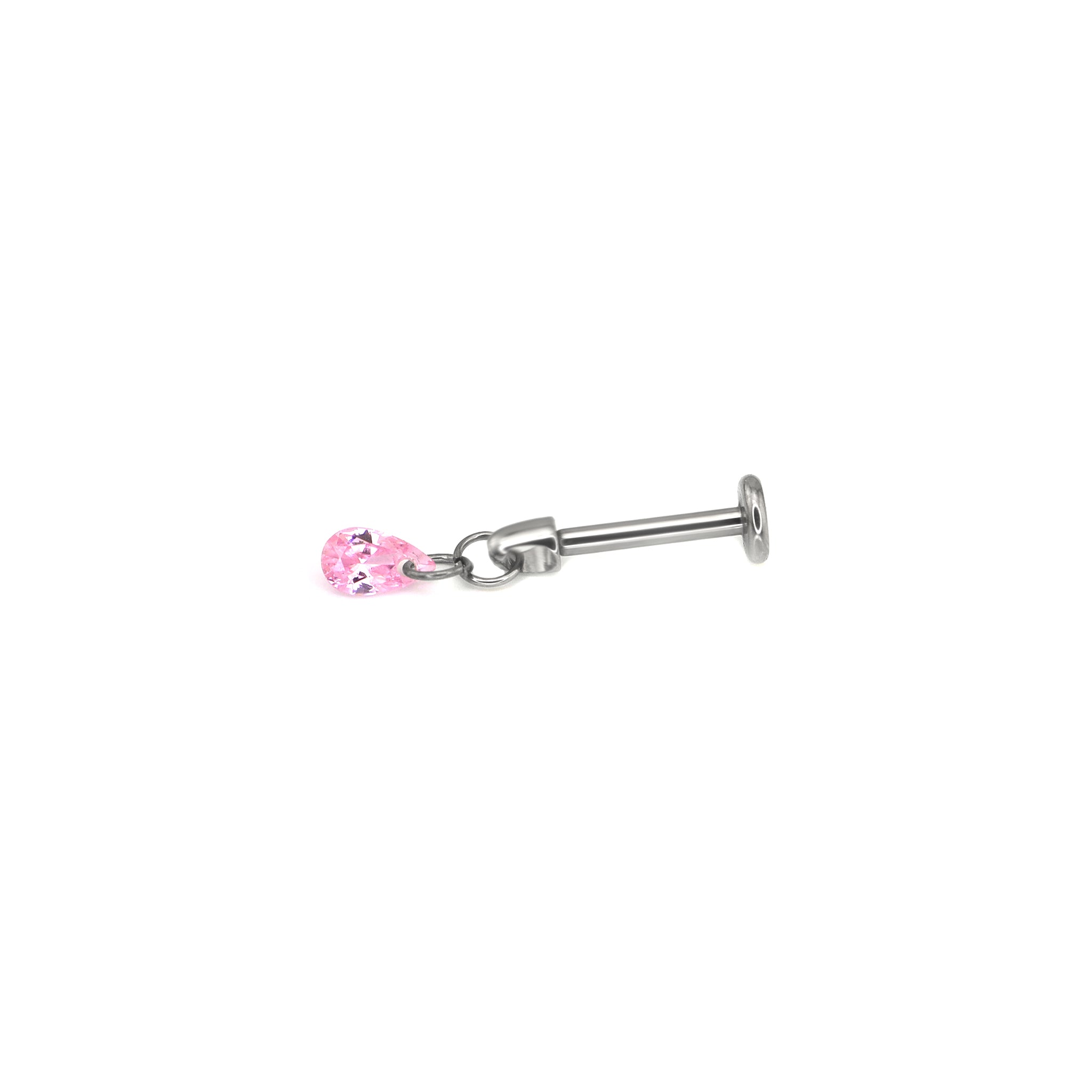 Rainbow Teardrop CZ Pendant Internally Threaded Titanium Studs