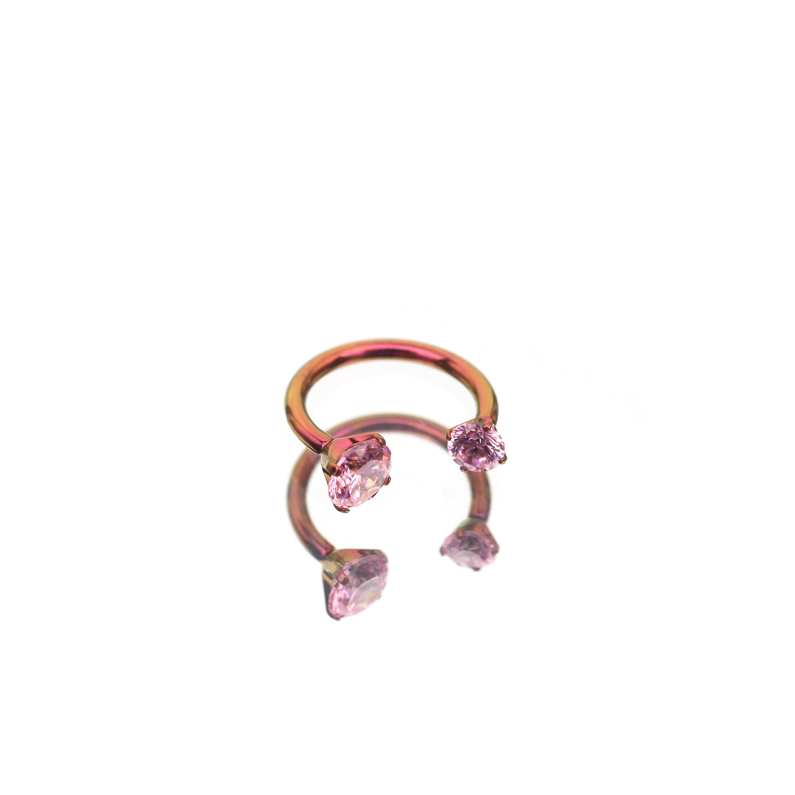 Internally Threaded CZ Titanium Horseshoe Ring
