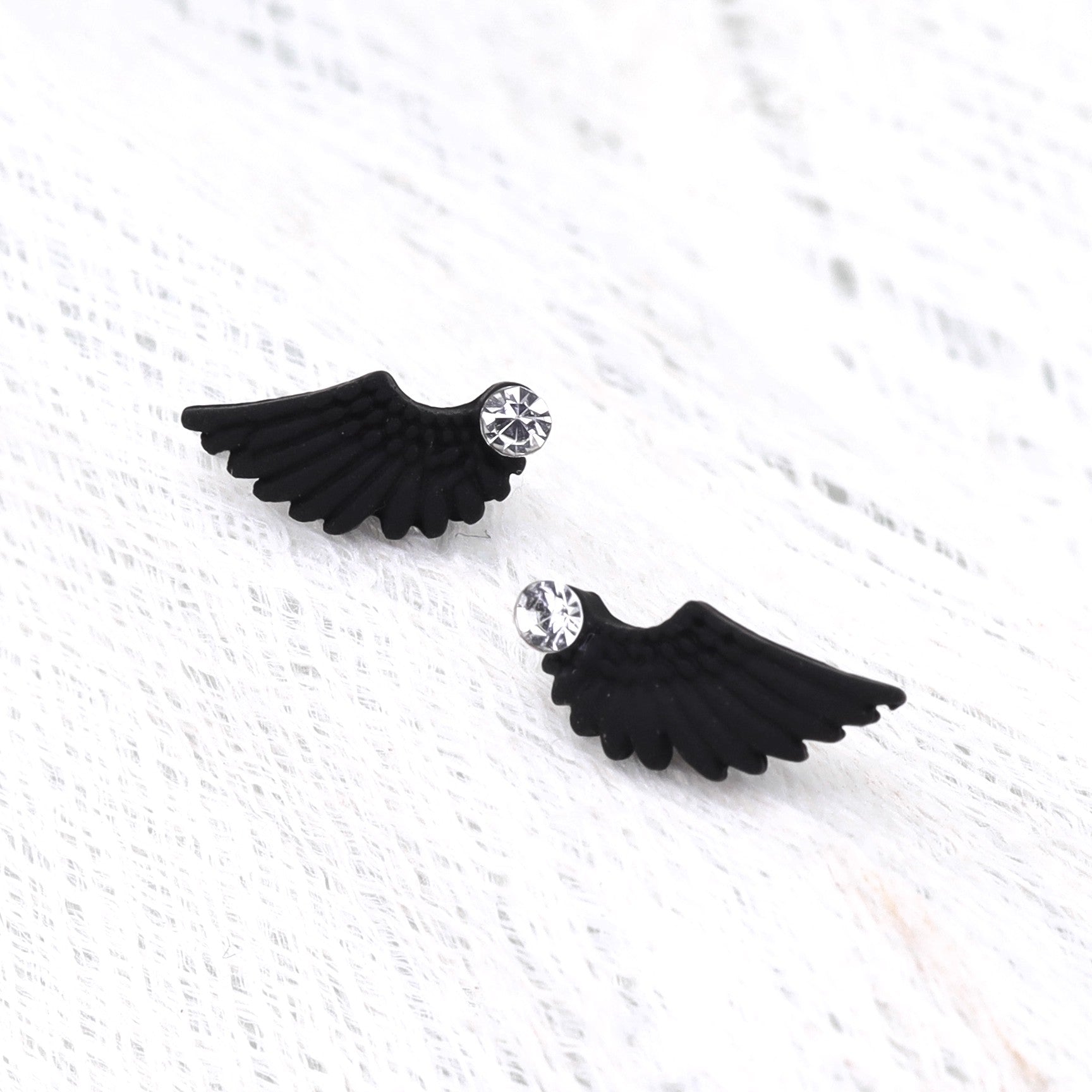 PAIR OF White Wing CZ Internally Threaded stainless steel Studs ph1