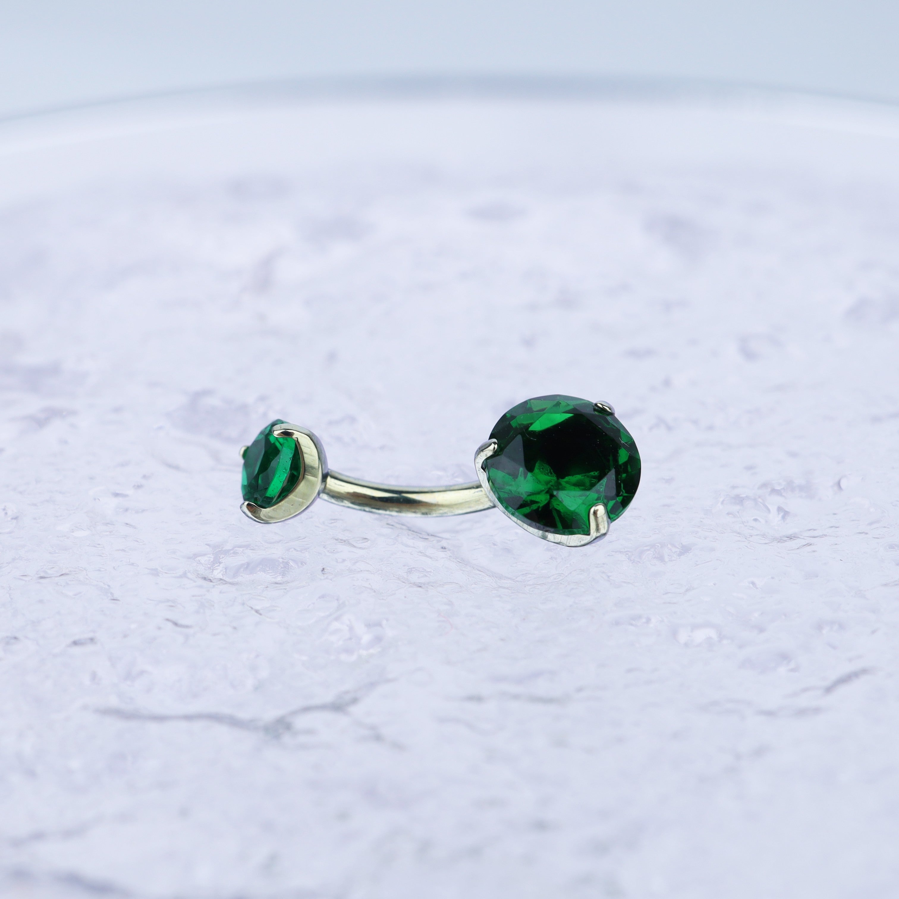 Round CZ Titanium Belly Ring