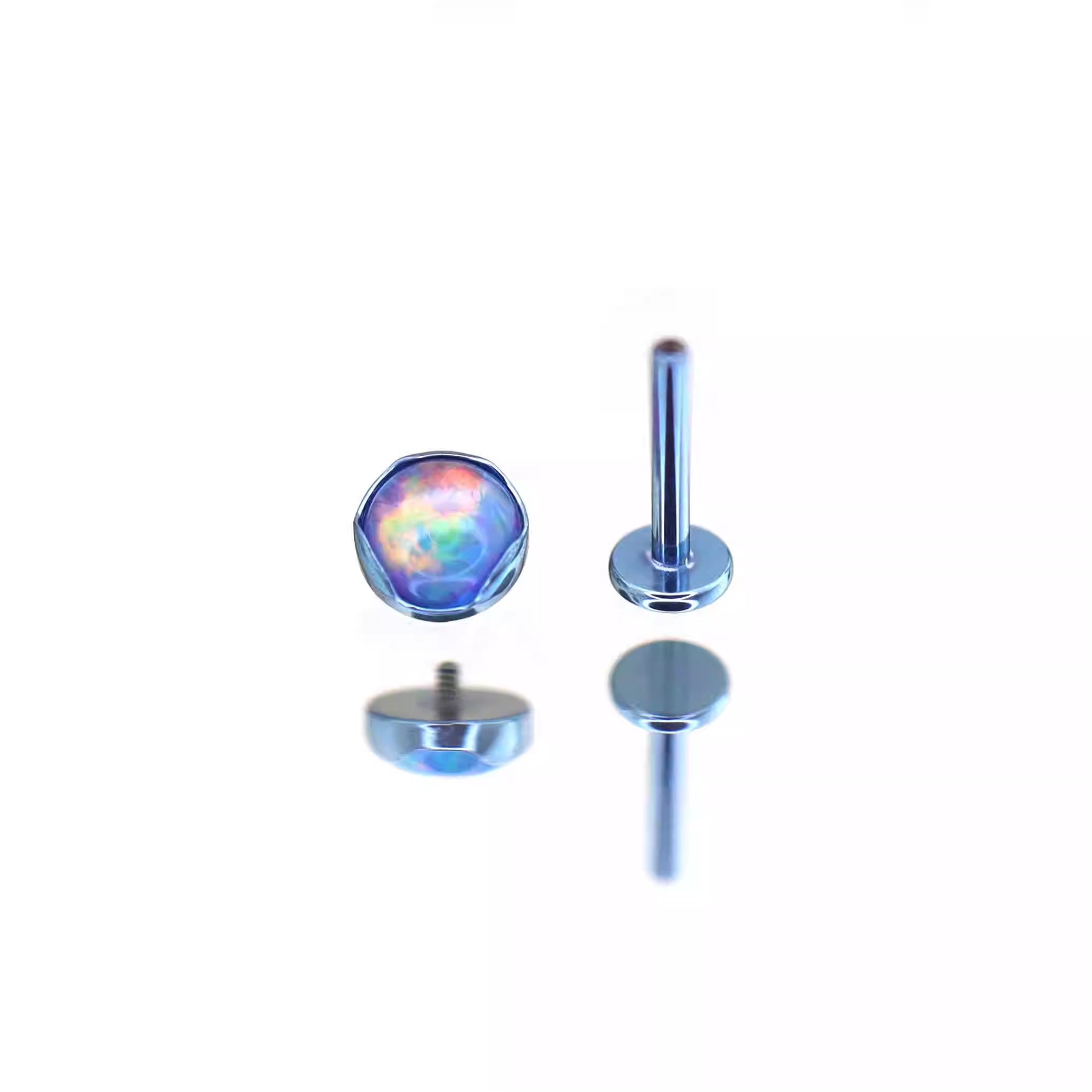 Wave Bezel-Set Opal Titanium Lip Ring ph1