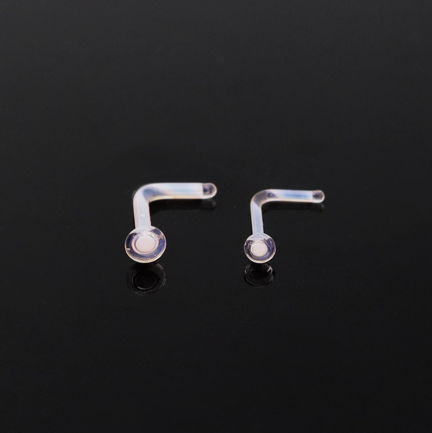 6PCS L-shaped Glass Needle Flesh-Tone Nose Stud Set