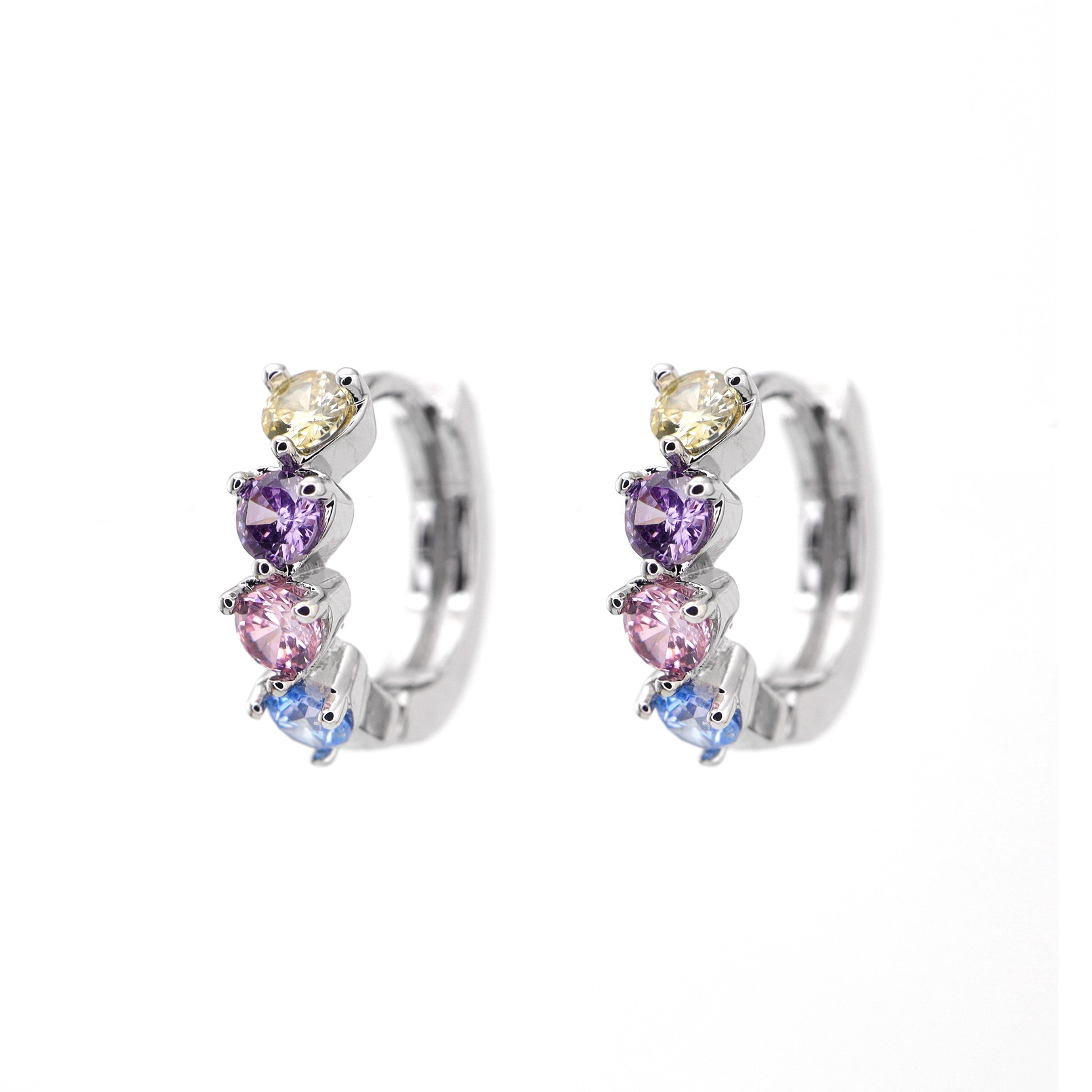 PAIR OF Star & Heart Rainbow CZ stainless steel Earring ph1