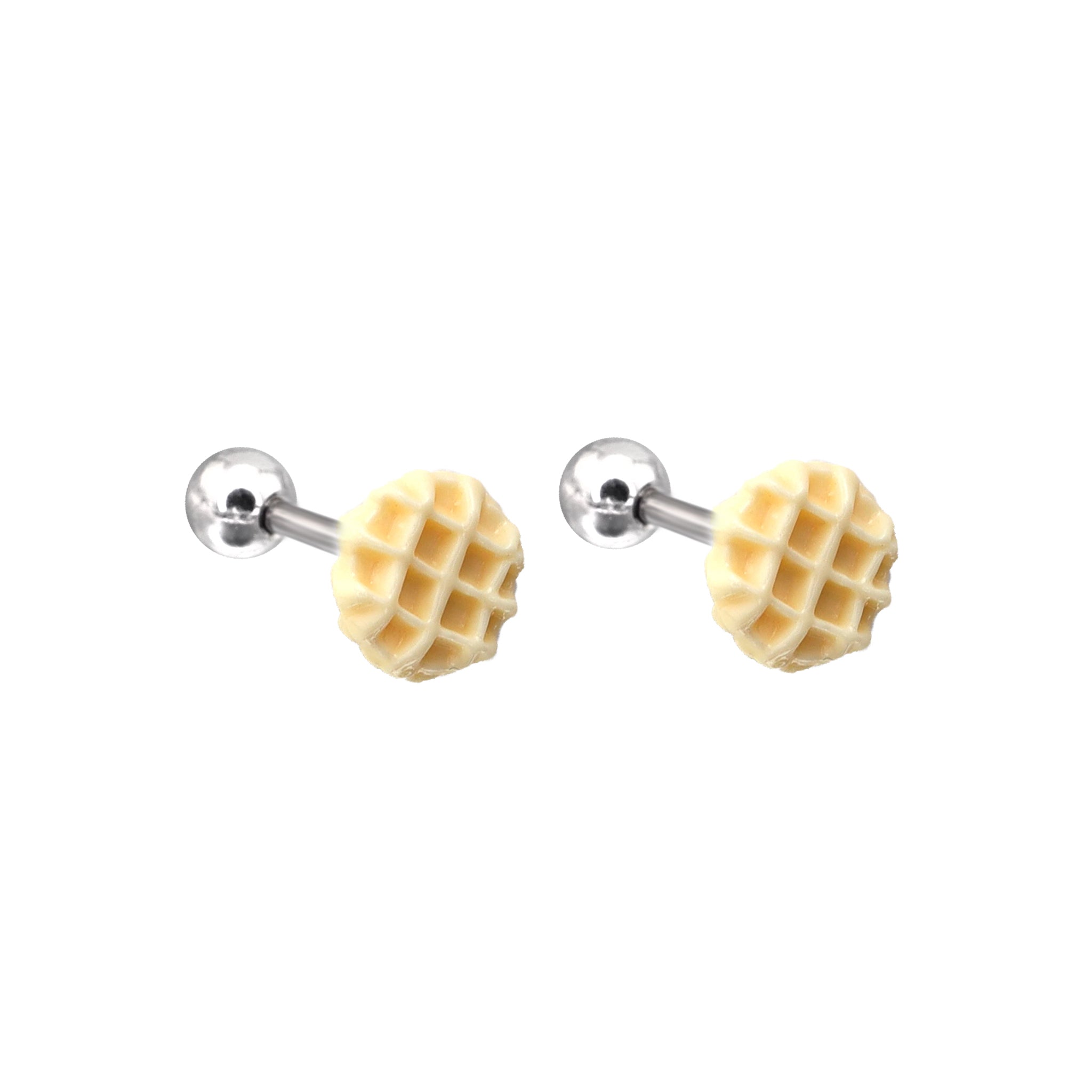 Cute Waffle stainless steel Ear Studs ph1