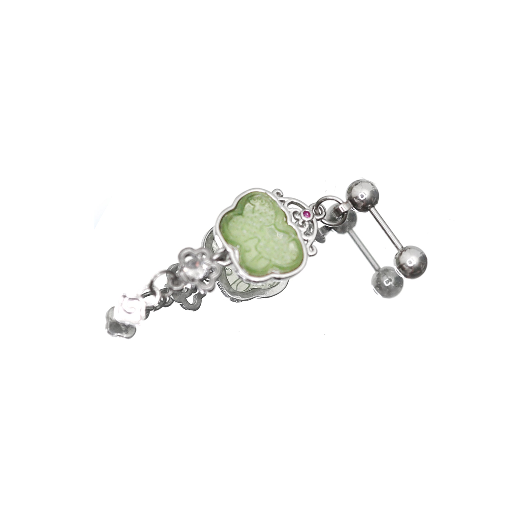 Jade-Inspired Blue Butterfly Externally Threaded stainless steel Studs ph1
