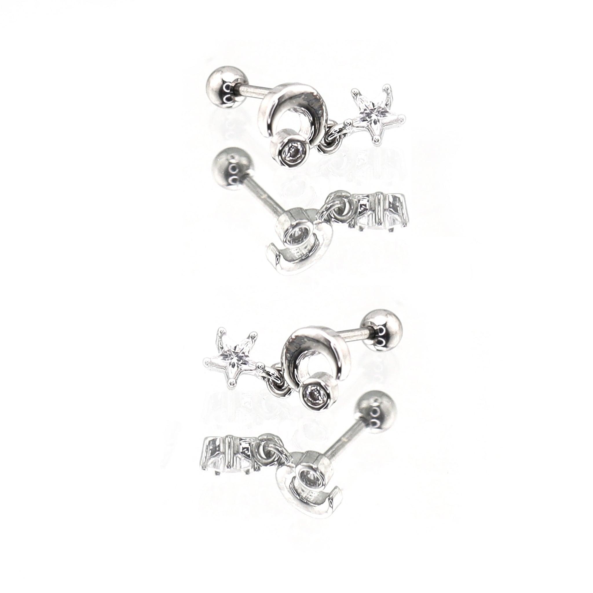 Star & Moon Dangle stainless steel Ear Studs ph1