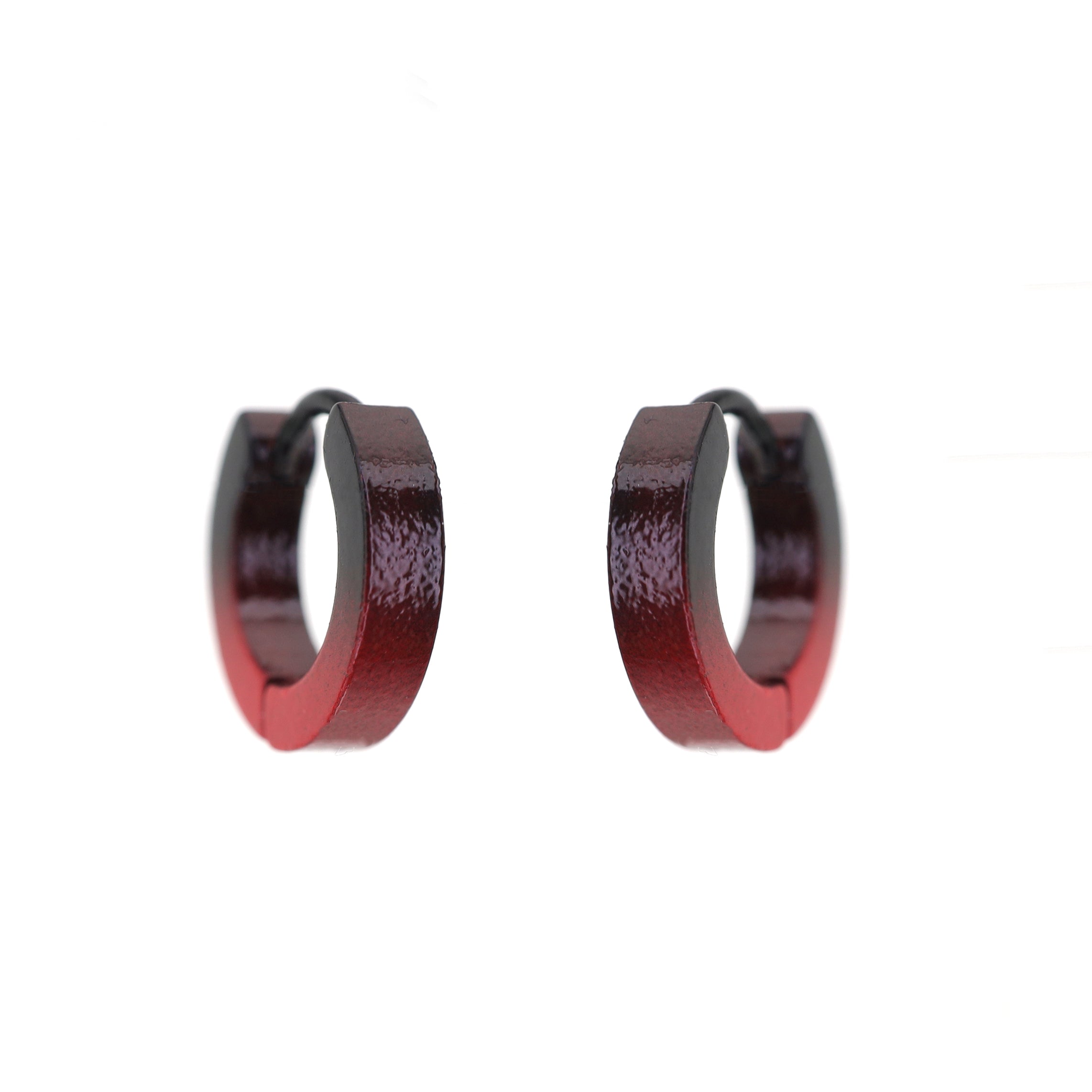 Black to Red Gradient Contrast tainless steel Earrings oh1