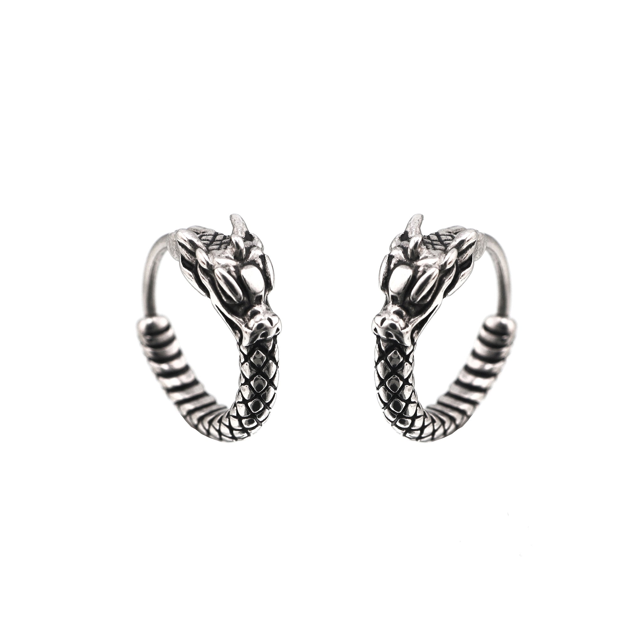 Vintage Engraved Dragon tainless steel Earrings ph1