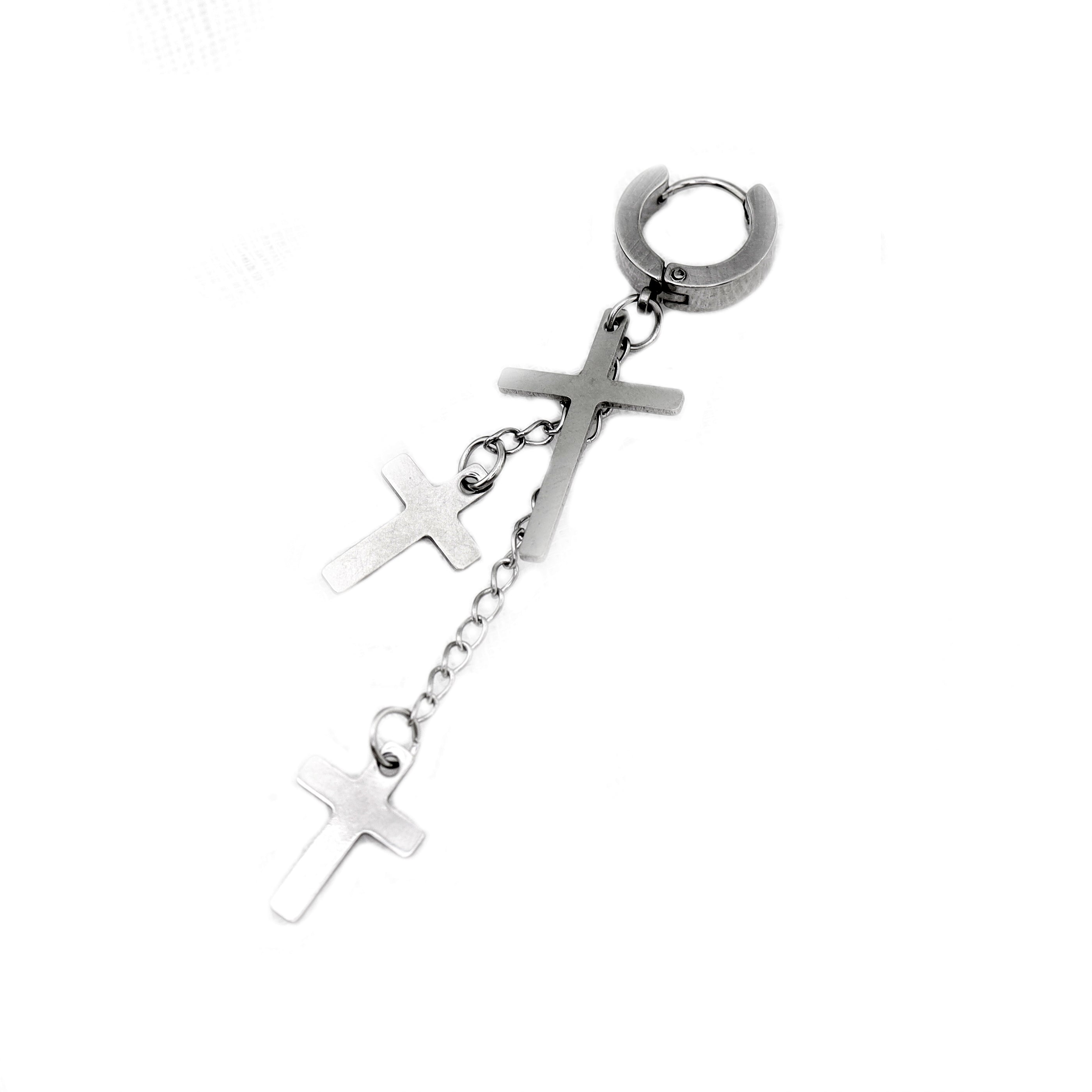 Cross Drop Chain stainless steel Earring ph1