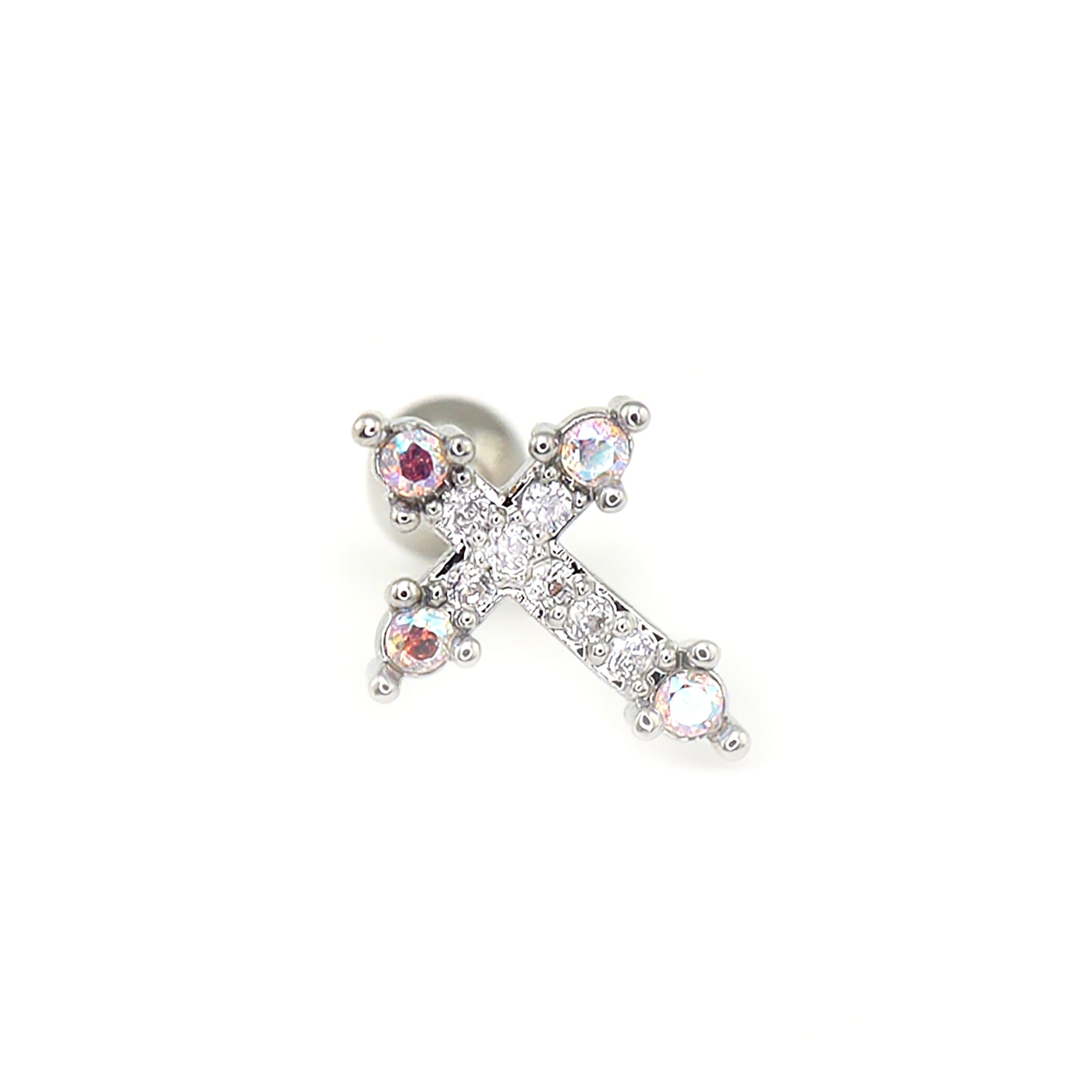 20G Thin Gauge CZ Cross Ear Studs ph1