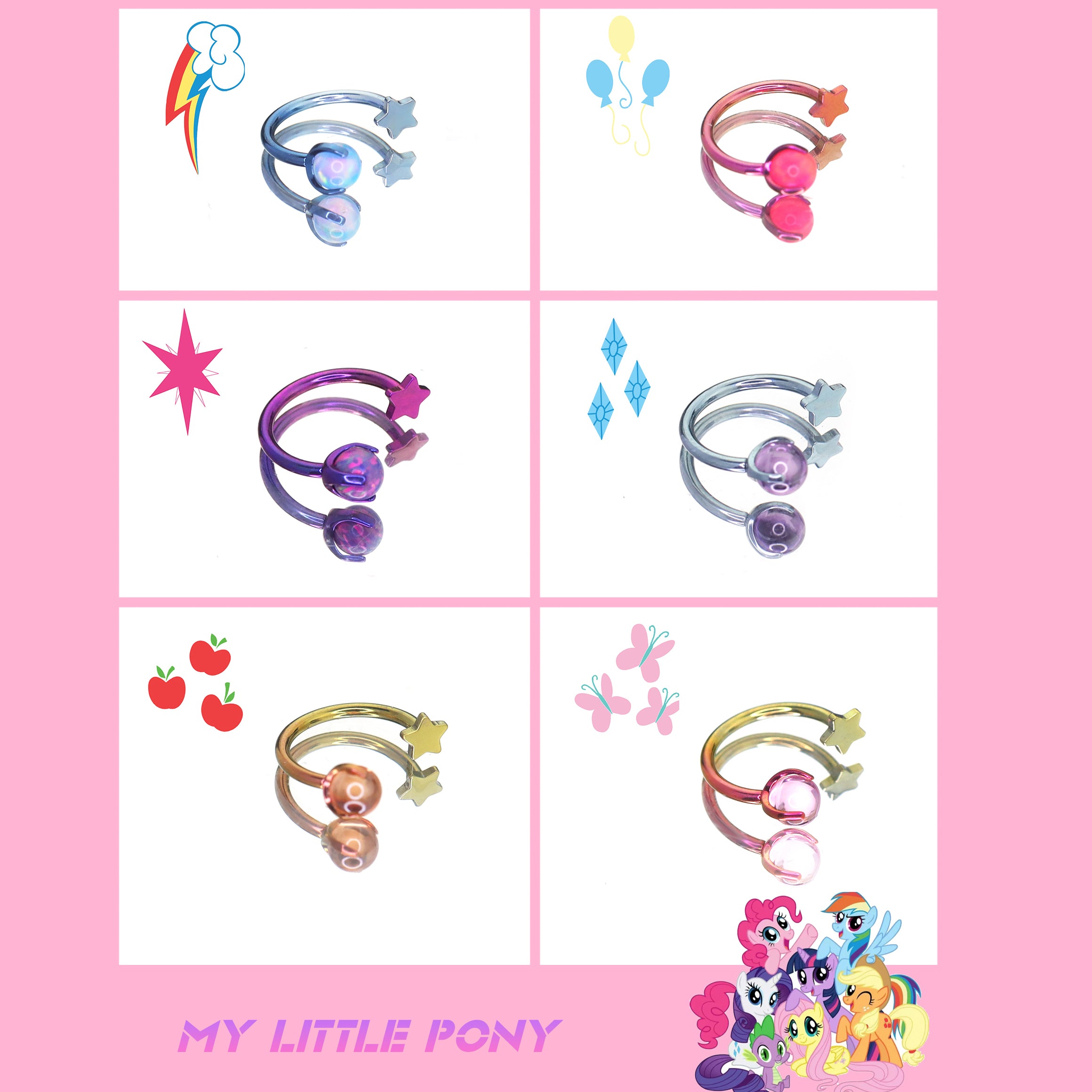 MLP Titanium Internally Threaded Zirconia Ring - Horseshoe, Cartilage, Earring & Labret
